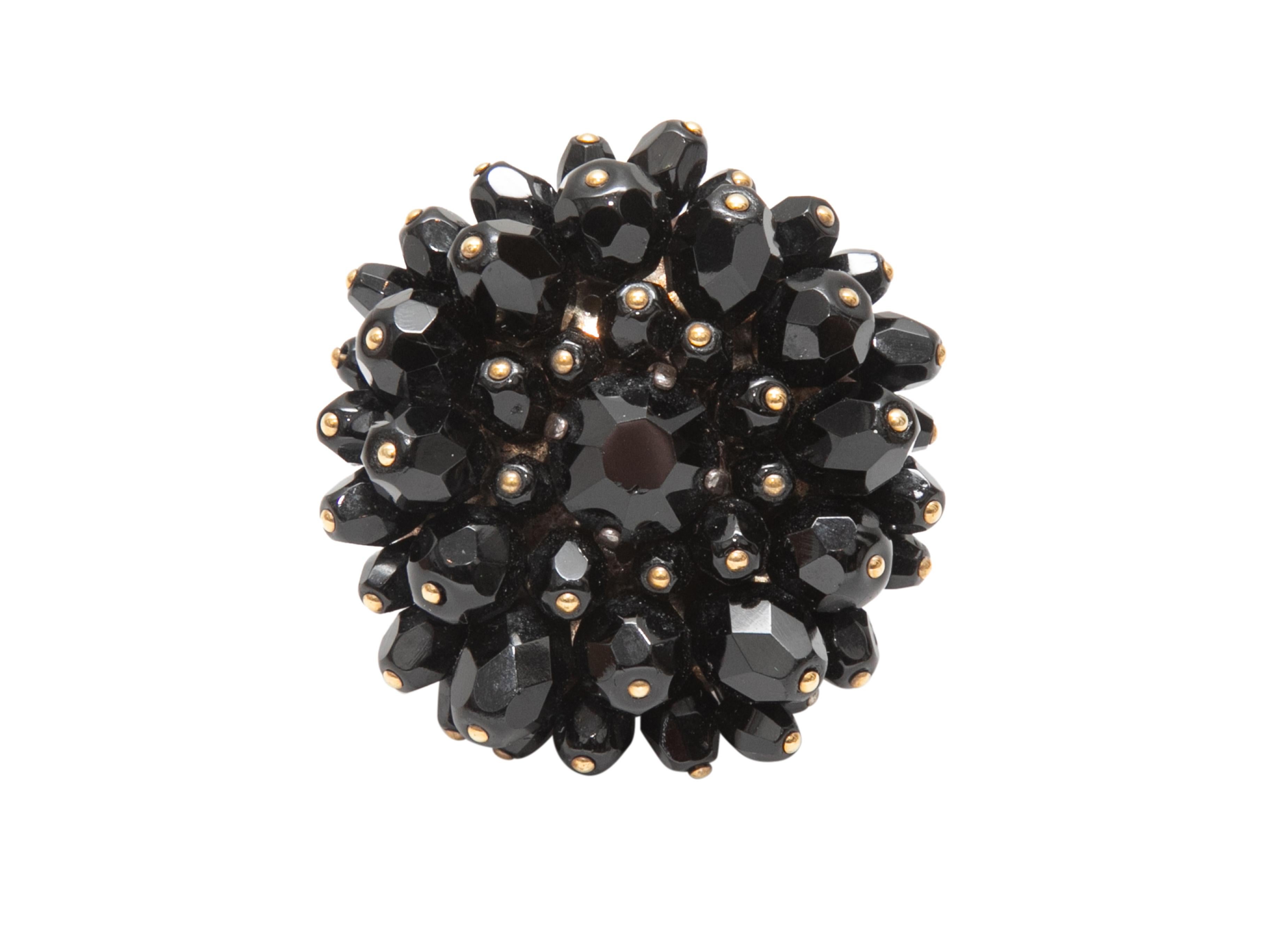 Women's Black & Silver-Tone Andrew Gn Beaded Cocktail Ring