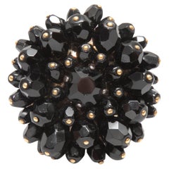 Black & Silver-Tone Andrew Gn Beaded Cocktail Ring