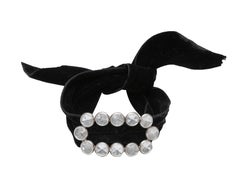 Gargantilla/pulsera de terciopelo con joyas Yves Saint Laurent en negro y tono plateado
