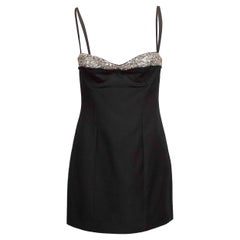 Mini abito in lana e seta impreziosito in nero e argento di Valentino Taglia IT 42