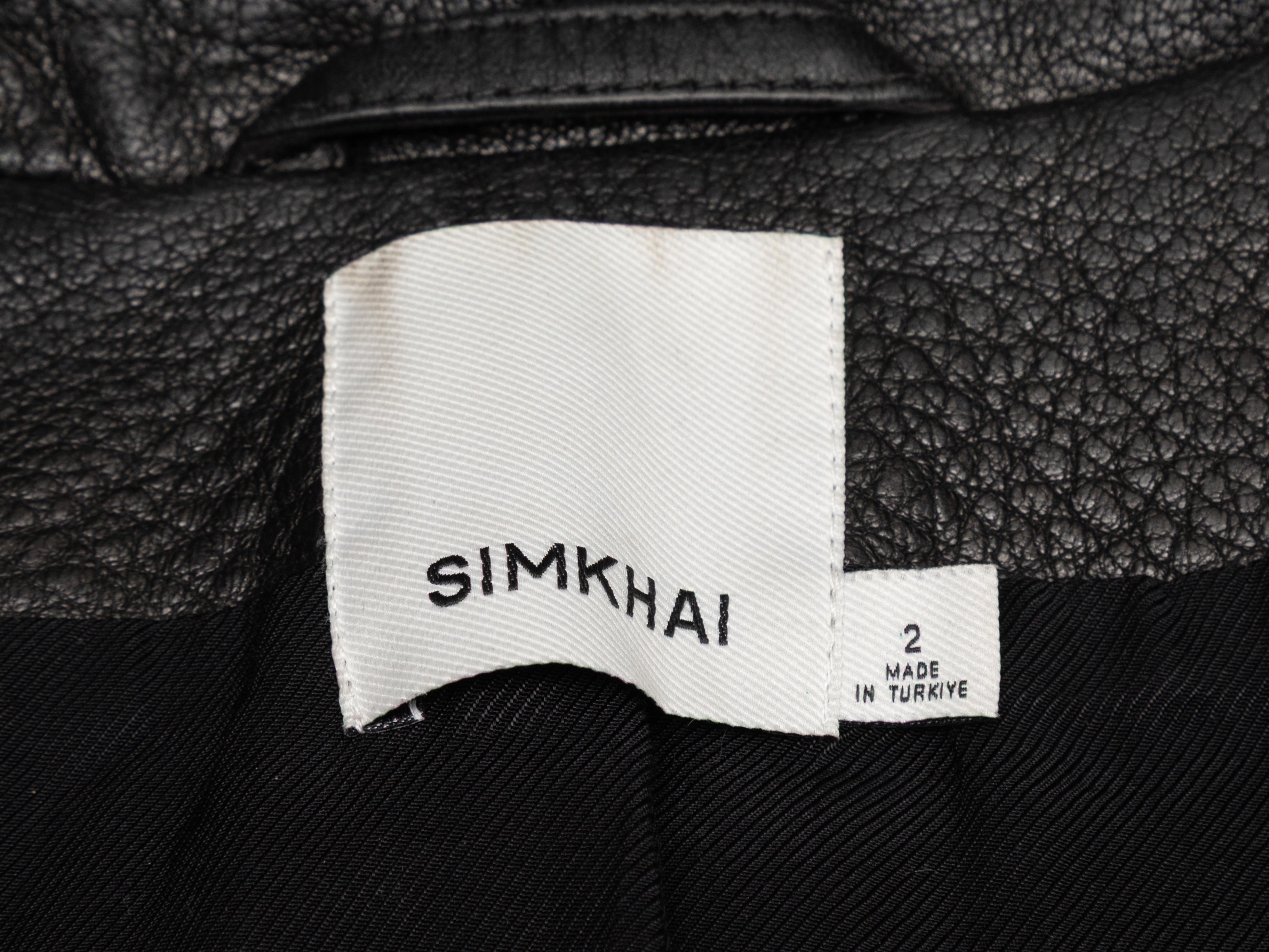 Schwarze Simkhai Lederjacke mit Reißverschluss Größe US 2 im Angebot 1