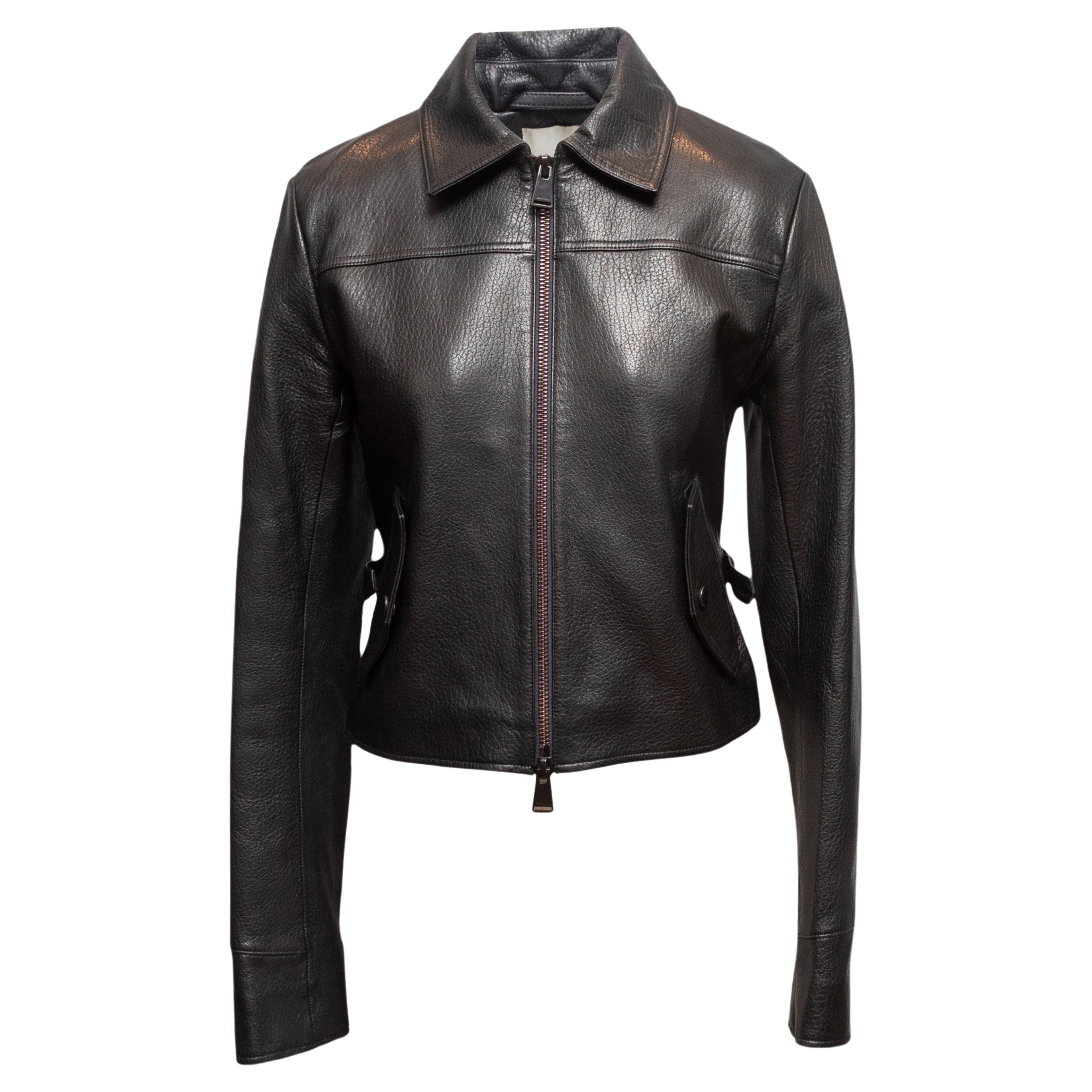 Black Simkhai Leather Zip Jacket Size US 2