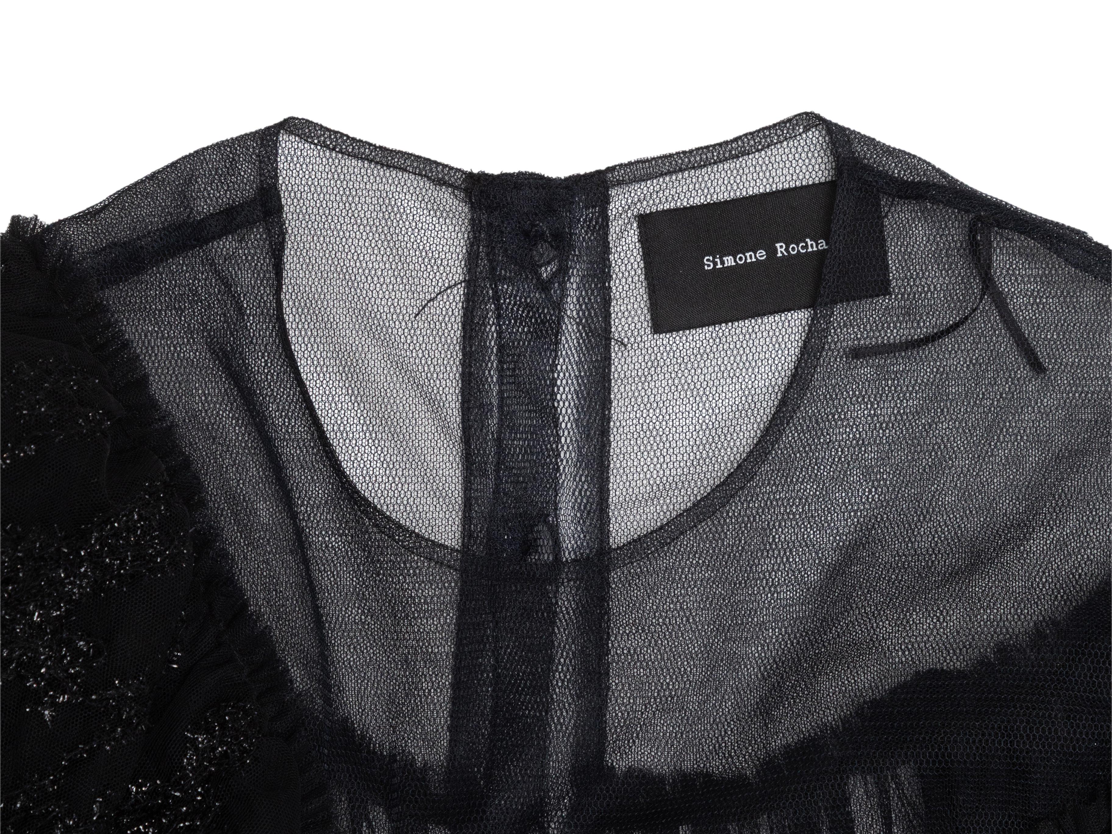 Mini vestido negro de malla transparente Simone Rocha Talla UK 10 Negro en venta