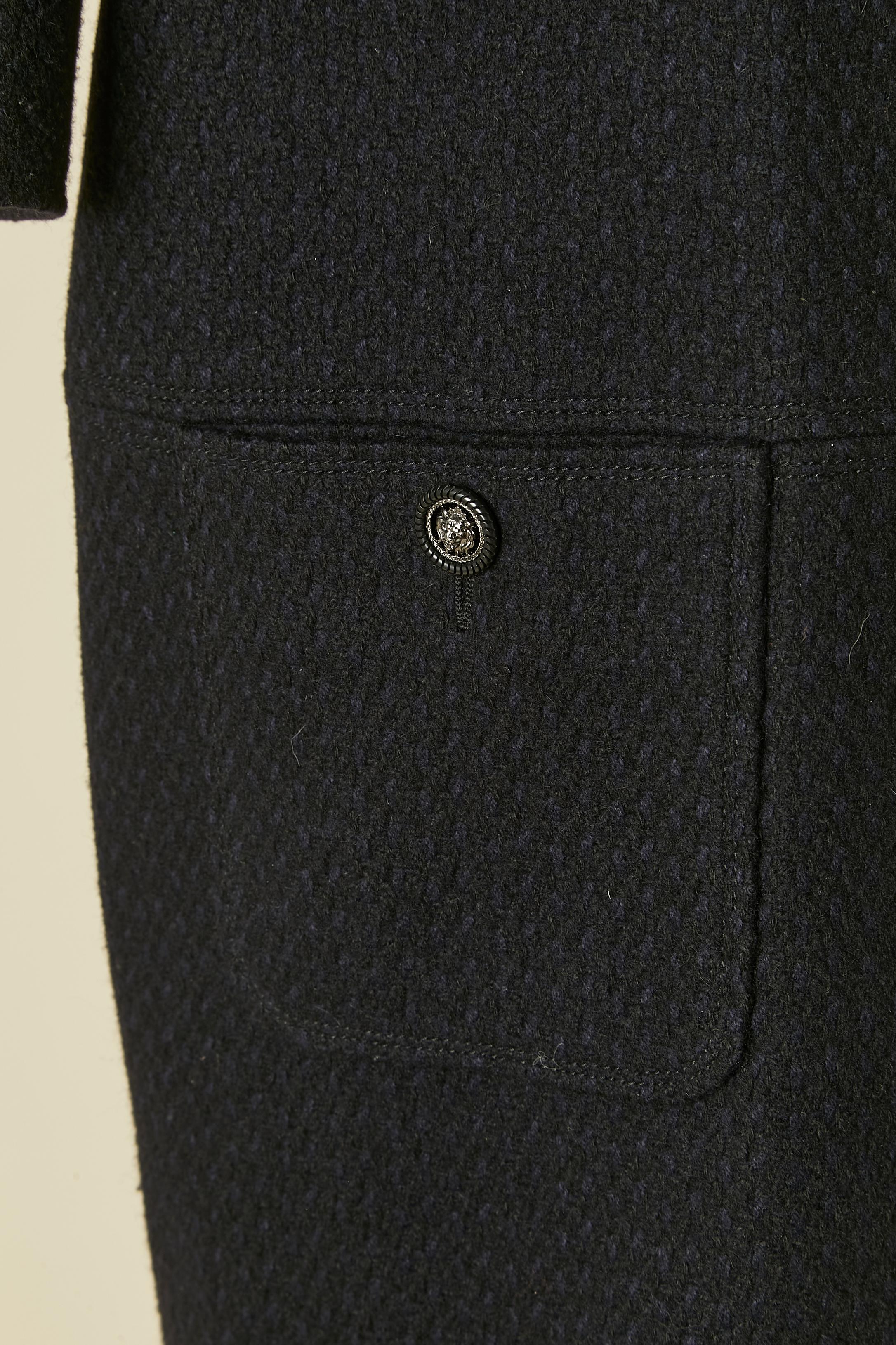 Black single breasted coat with raglan sleeve CHANEL For Sale 1