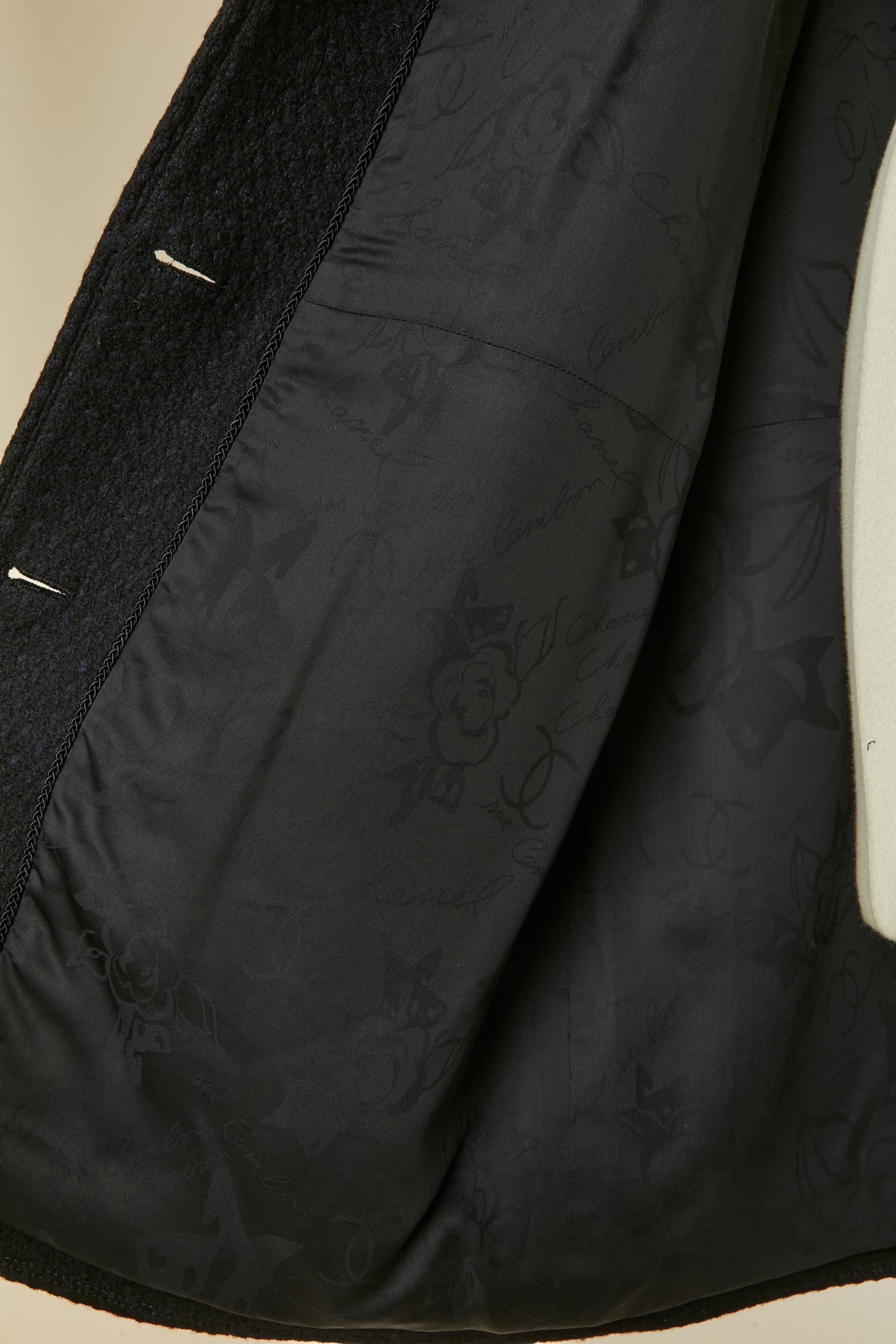Black single breasted coat with raglan sleeve CHANEL For Sale 4