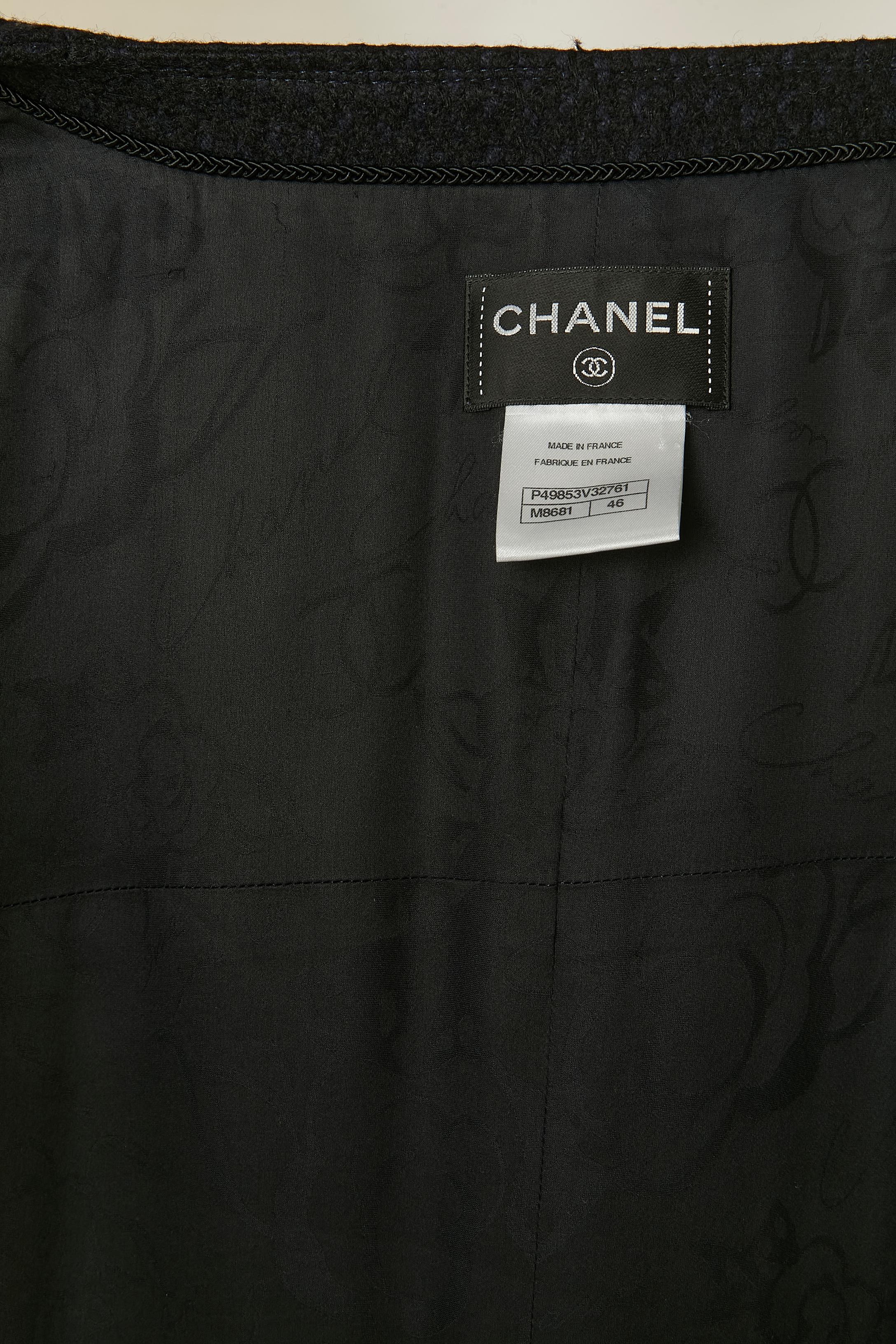 Black single breasted coat with raglan sleeve CHANEL For Sale 5