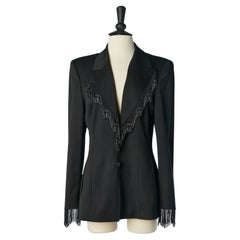 Black single-breasted evening jacket with black beads fringes ESCADA 