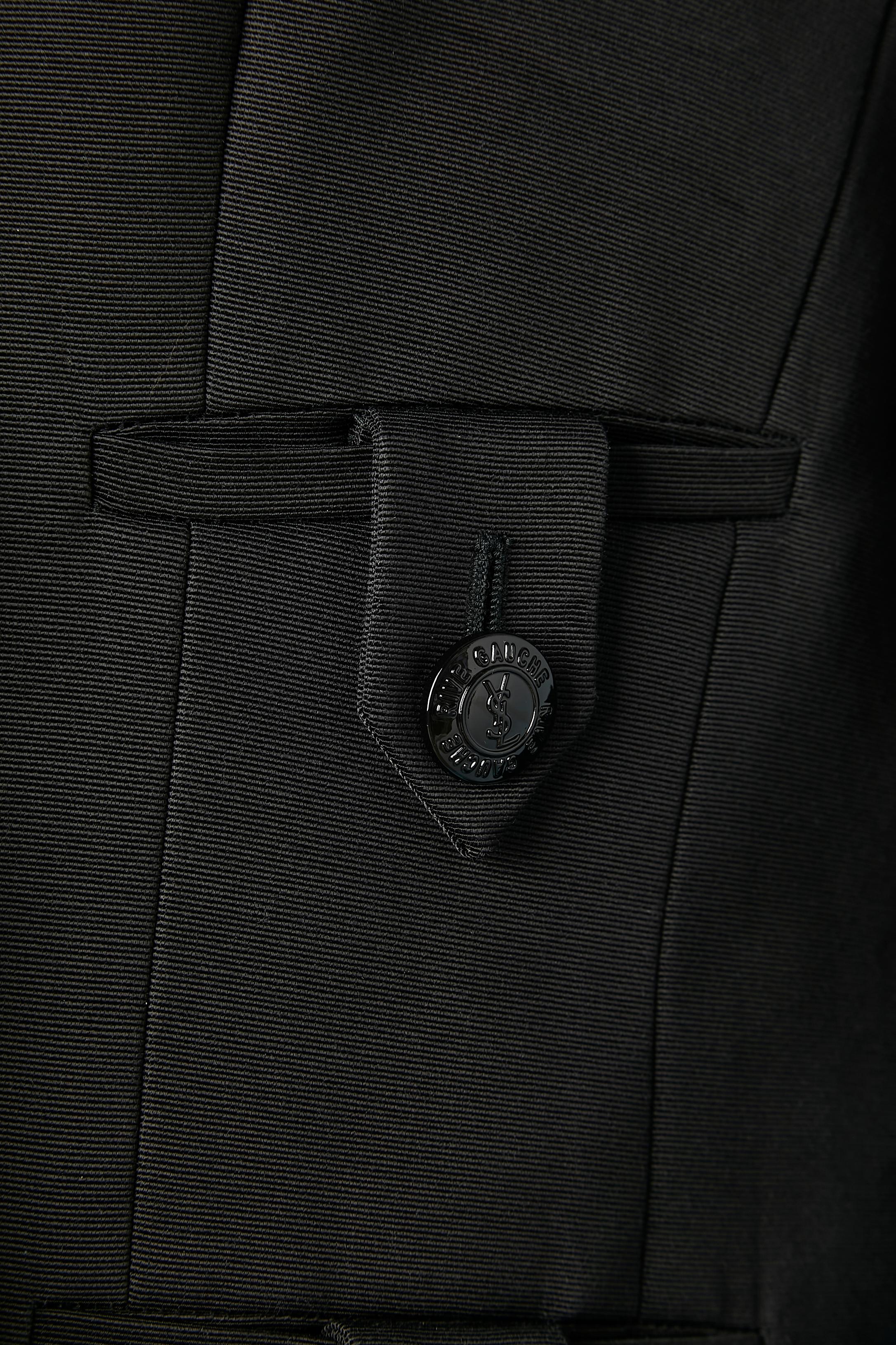 Black single-breasted jacket and branded buttons Yves Saint Laurent Rive Gauche  In Excellent Condition For Sale In Saint-Ouen-Sur-Seine, FR