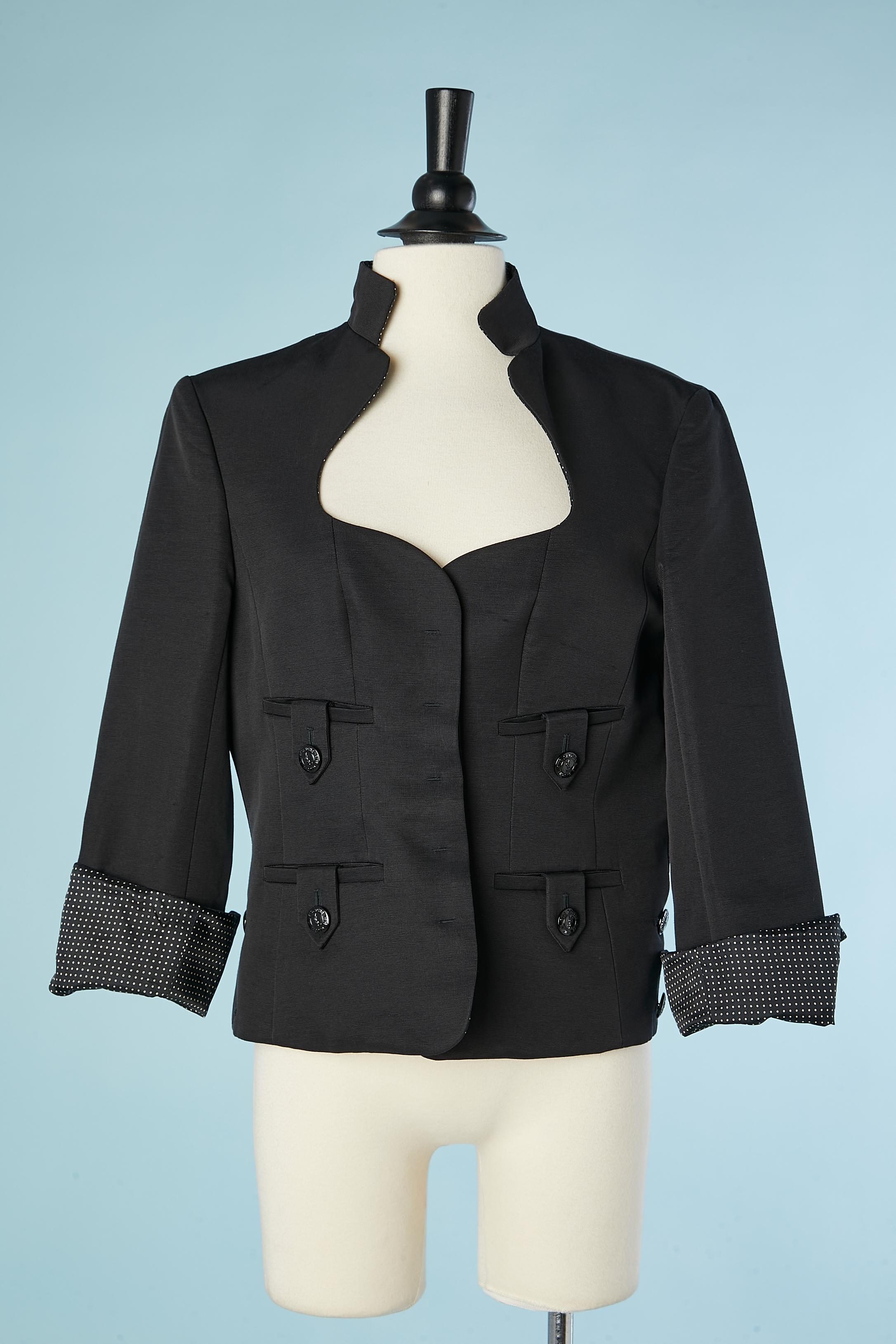 Black single-breasted jacket and branded buttons Yves Saint Laurent Rive Gauche  For Sale 2
