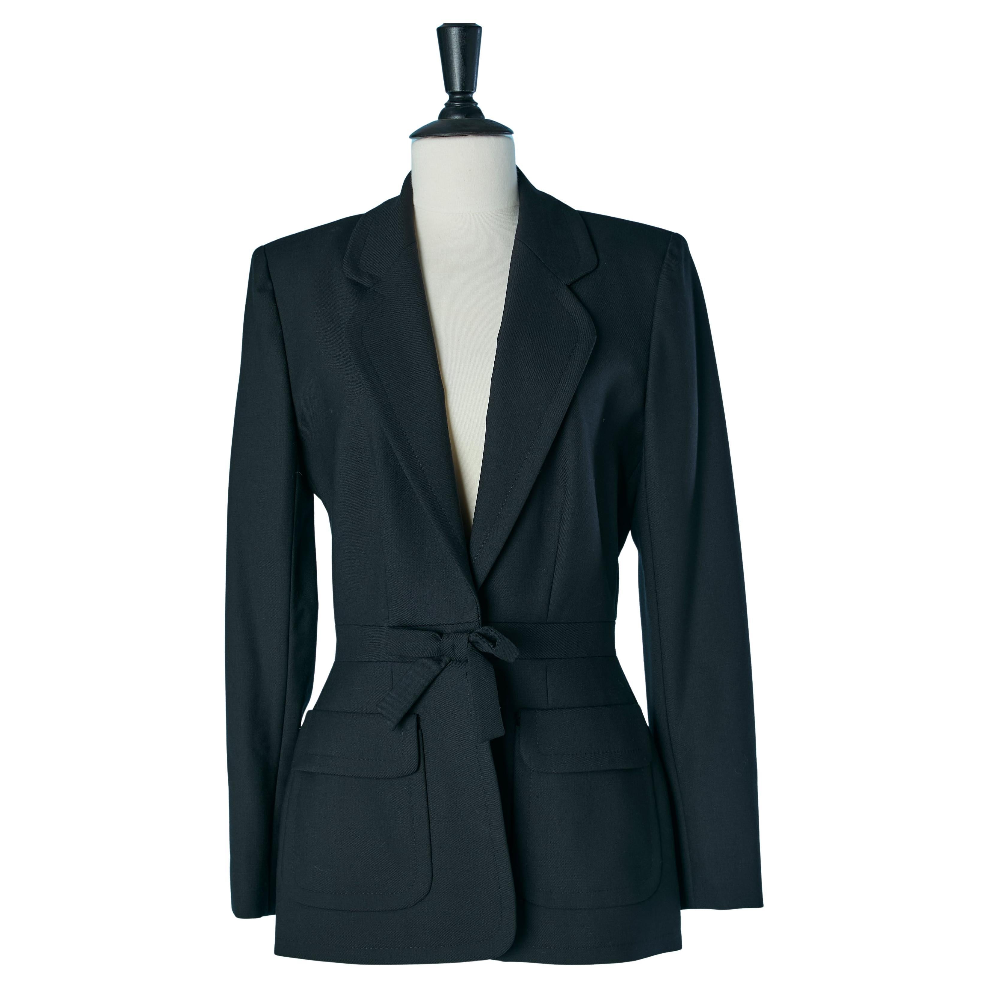 Black single breasted jacket with bow SUITE by CHANTAL THOMASS For Sale