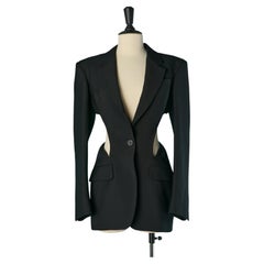 Chaqueta negra de un solo pecho con corte calado ALEXANDER McQUEEN