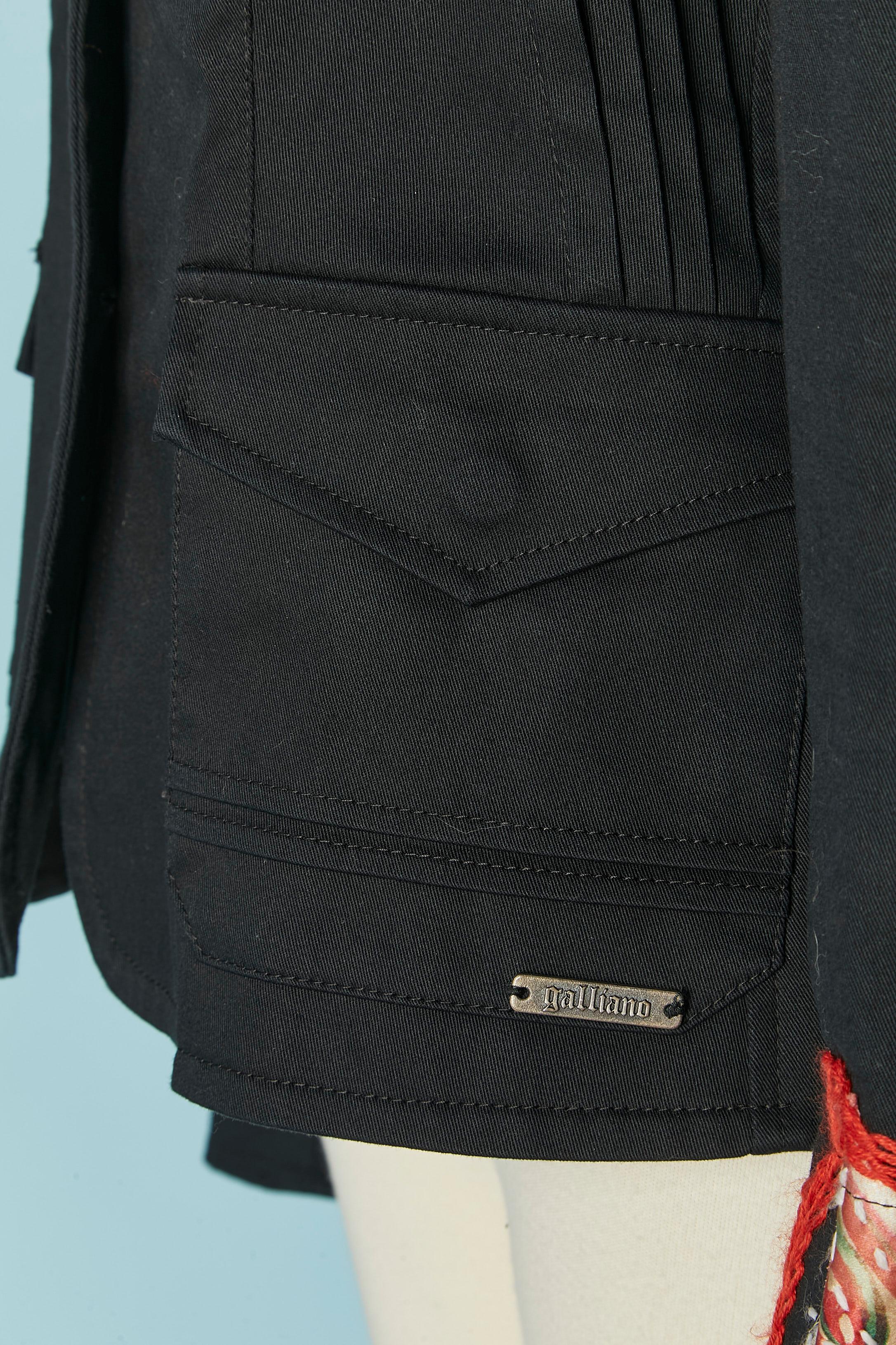 Schwarze einreihige Jacke mit Stickereien und Applikationen GALLIANO im Angebot 2