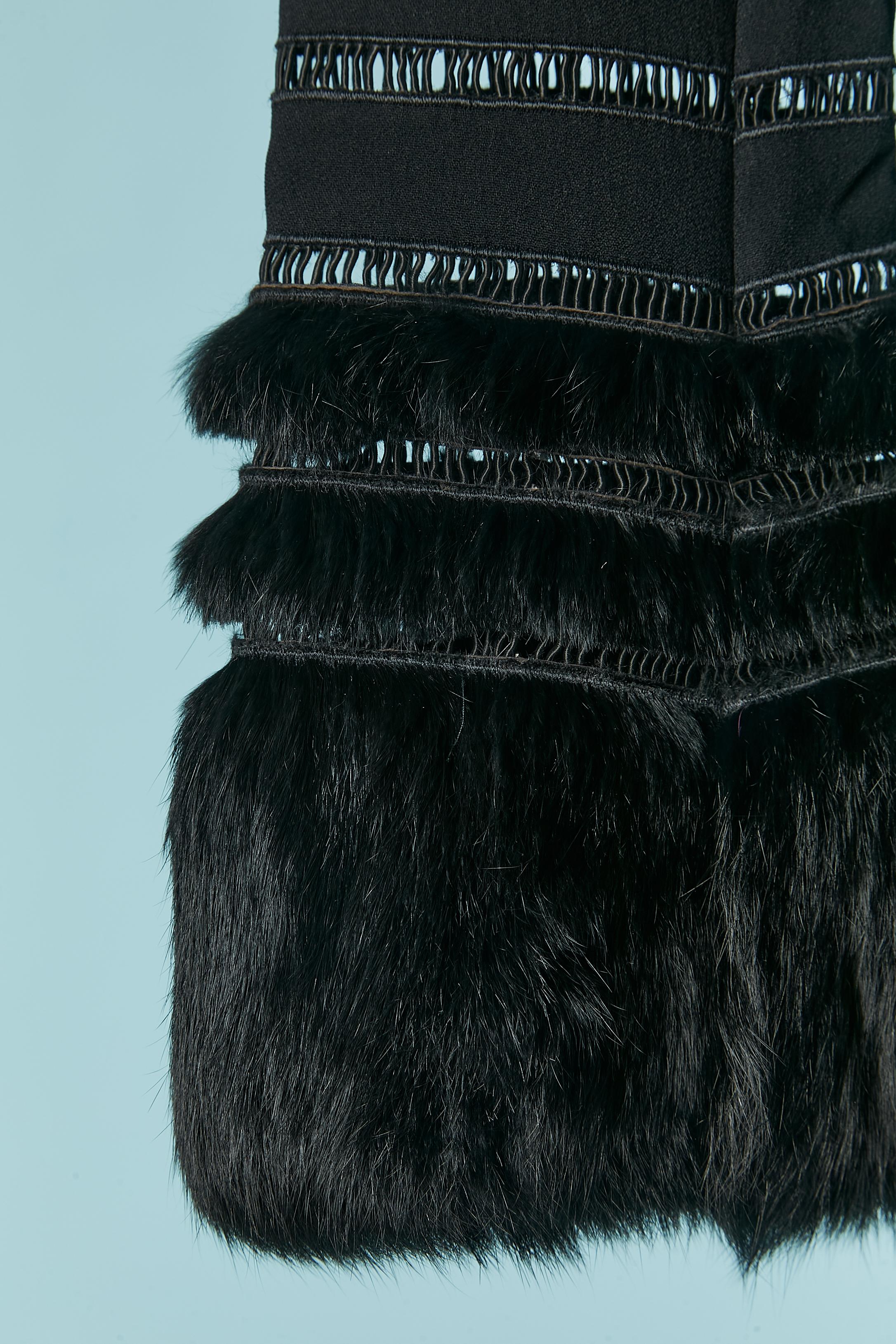 Chaqueta negra de un solo pecho con piel en la manga ANGELO MOZZILLO en Excelente estado para la venta en Saint-Ouen-Sur-Seine, FR