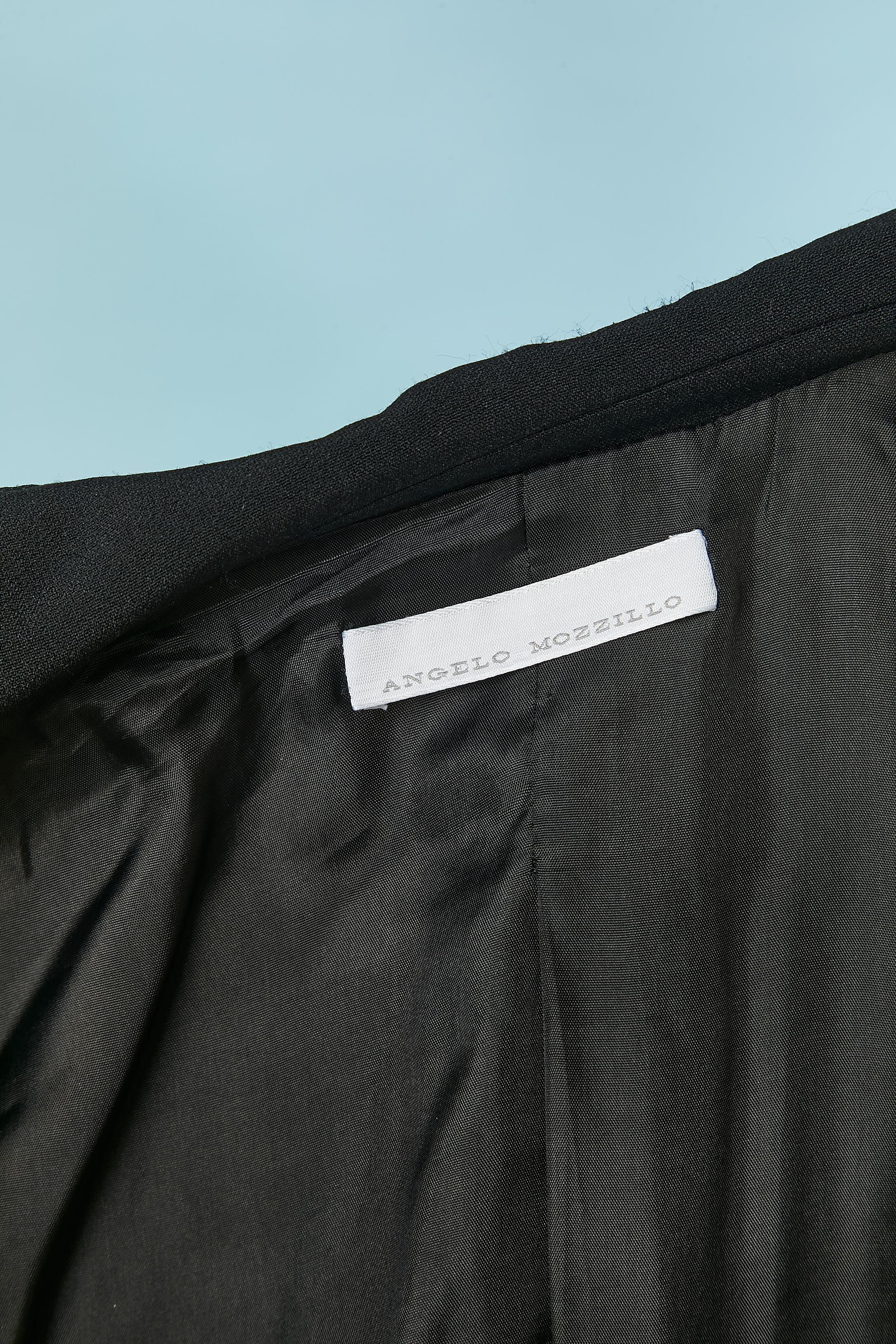 Chaqueta negra de un solo pecho con piel en la manga ANGELO MOZZILLO en venta 3