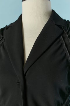 Black single- breasted jacket with gather and gros-grain inset MOSCHINO