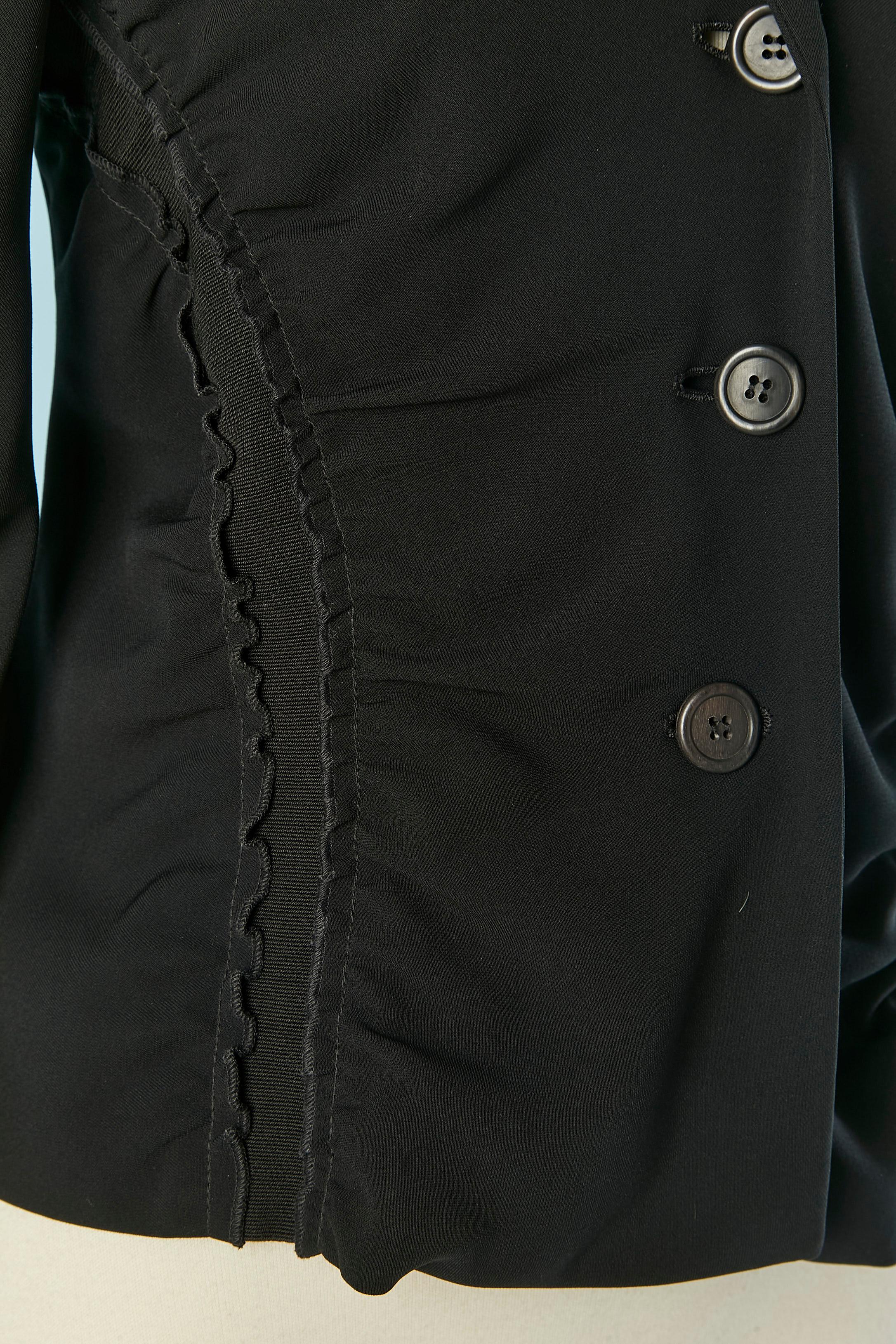 Giacca monopetto nera con arricciatura e inserto in gros-grain Moschino In condizioni ottime in vendita a Saint-Ouen-Sur-Seine, FR