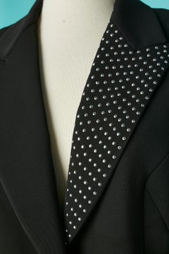 Black single breasted jacket with metallic studs collar and pocket Montana Blu