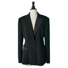 Black single breasted jacket with metallic studs collar and pocket Montana Blu 