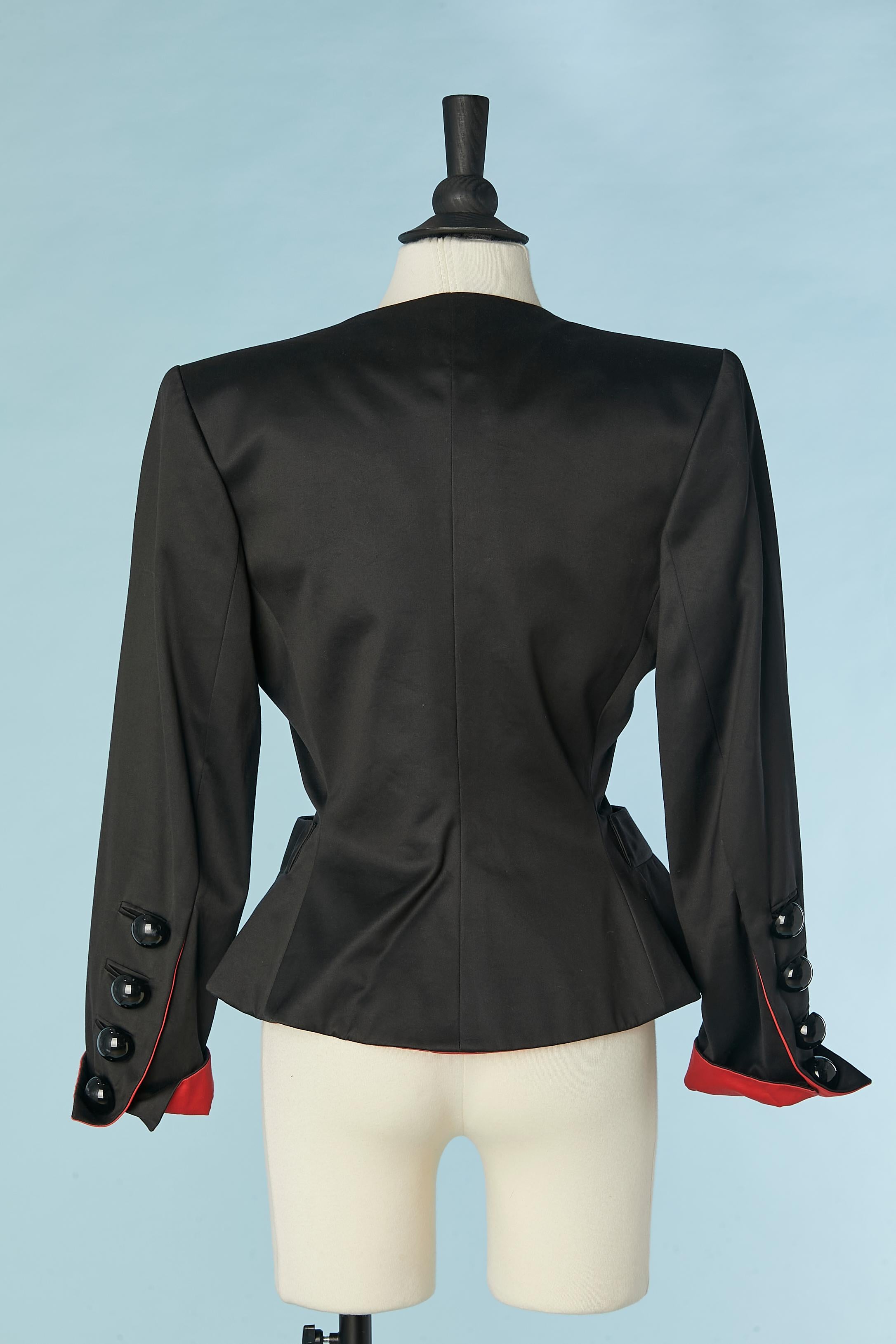Black single-breasted jacket with red cuffs Yves Saint Laurent Rive Gauche  For Sale 1