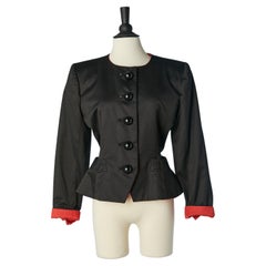 Black single-breasted jacket with red cuffs Yves Saint Laurent Rive Gauche 