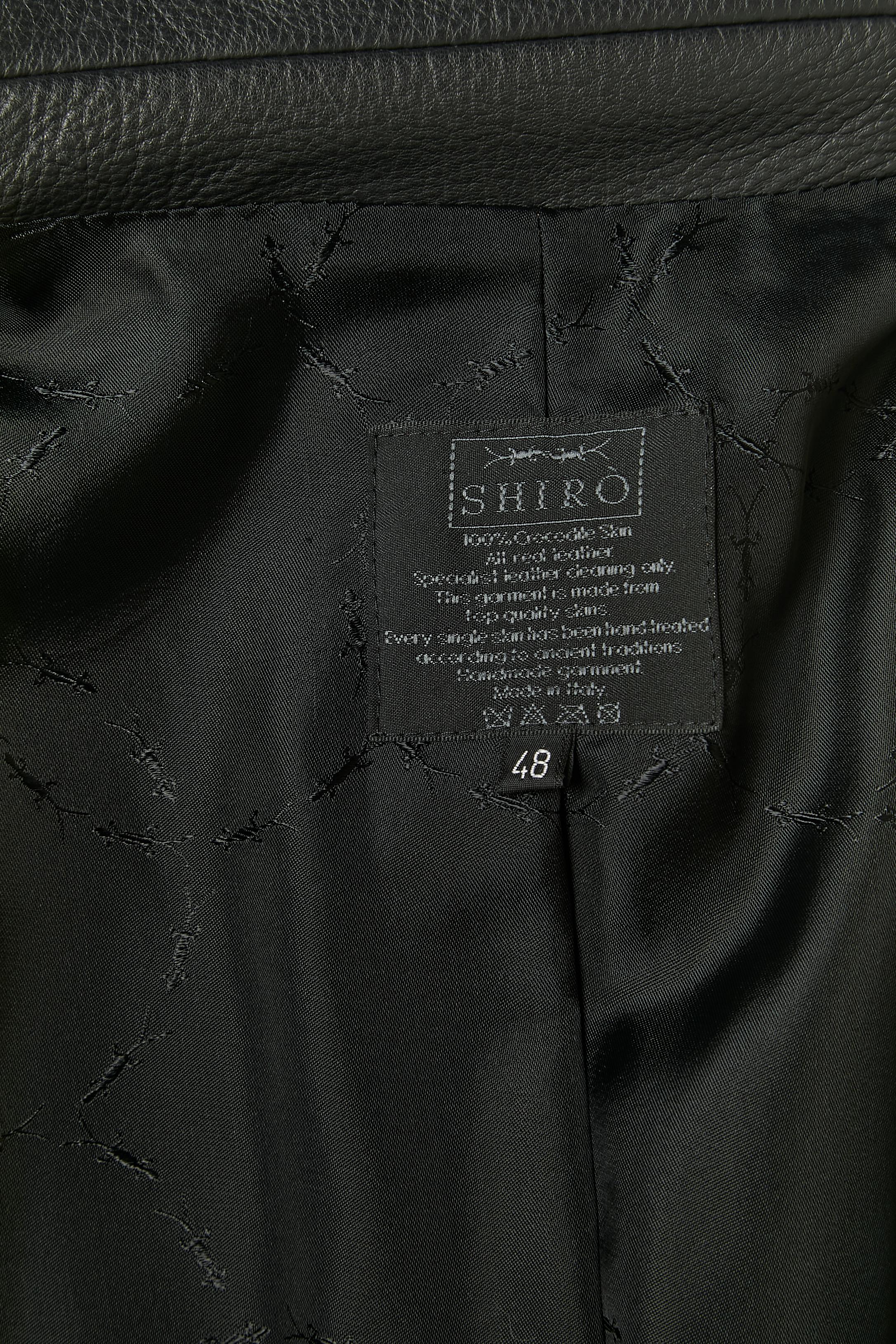 Black single breasted leather coat Shiro Men's For Sale 5