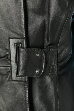 Black single breasted leather jacket with rib collar LECOANET HEMANT