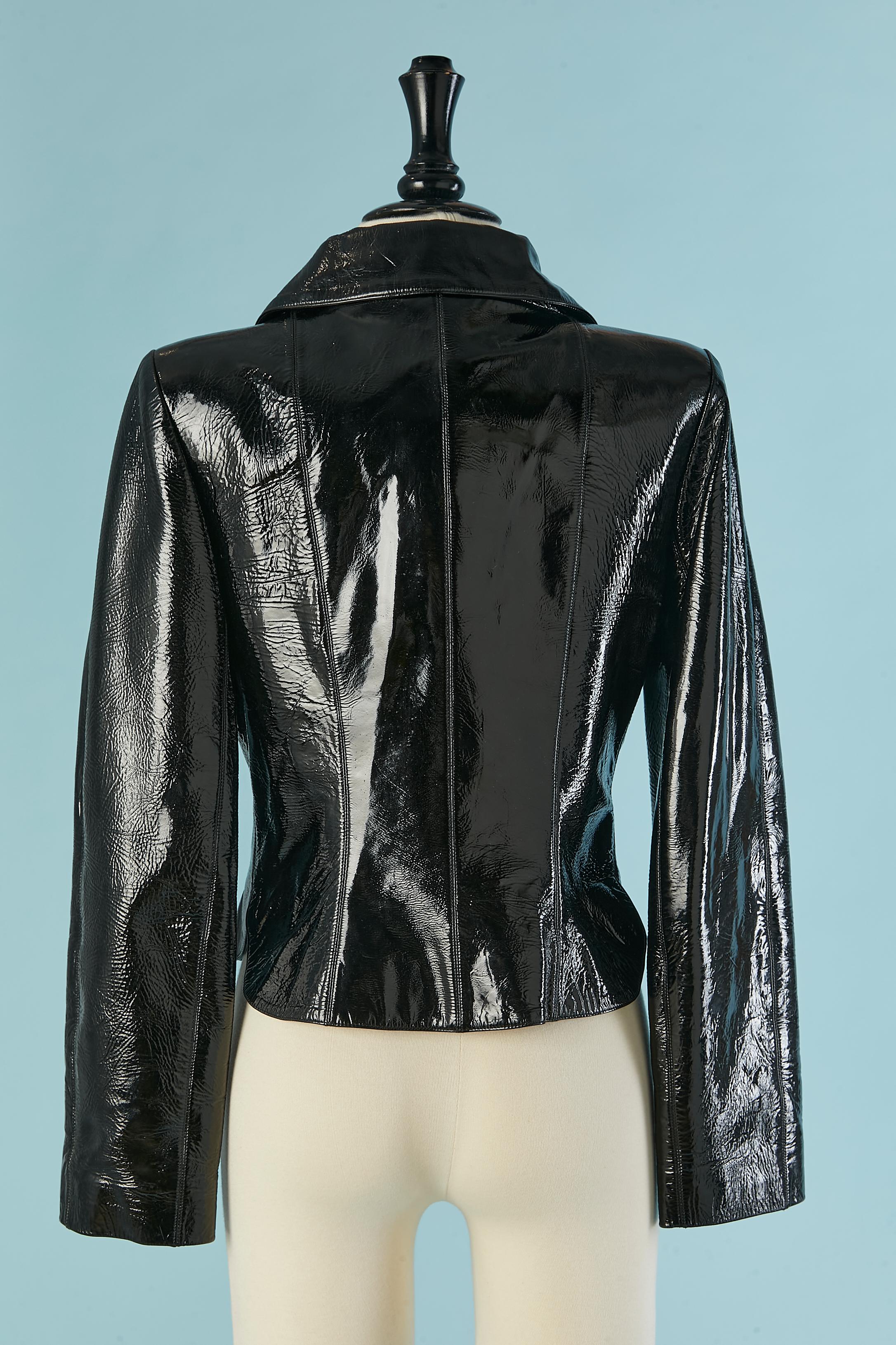 Black single-breasted patent leather jacket CHANEL For Sale 3
