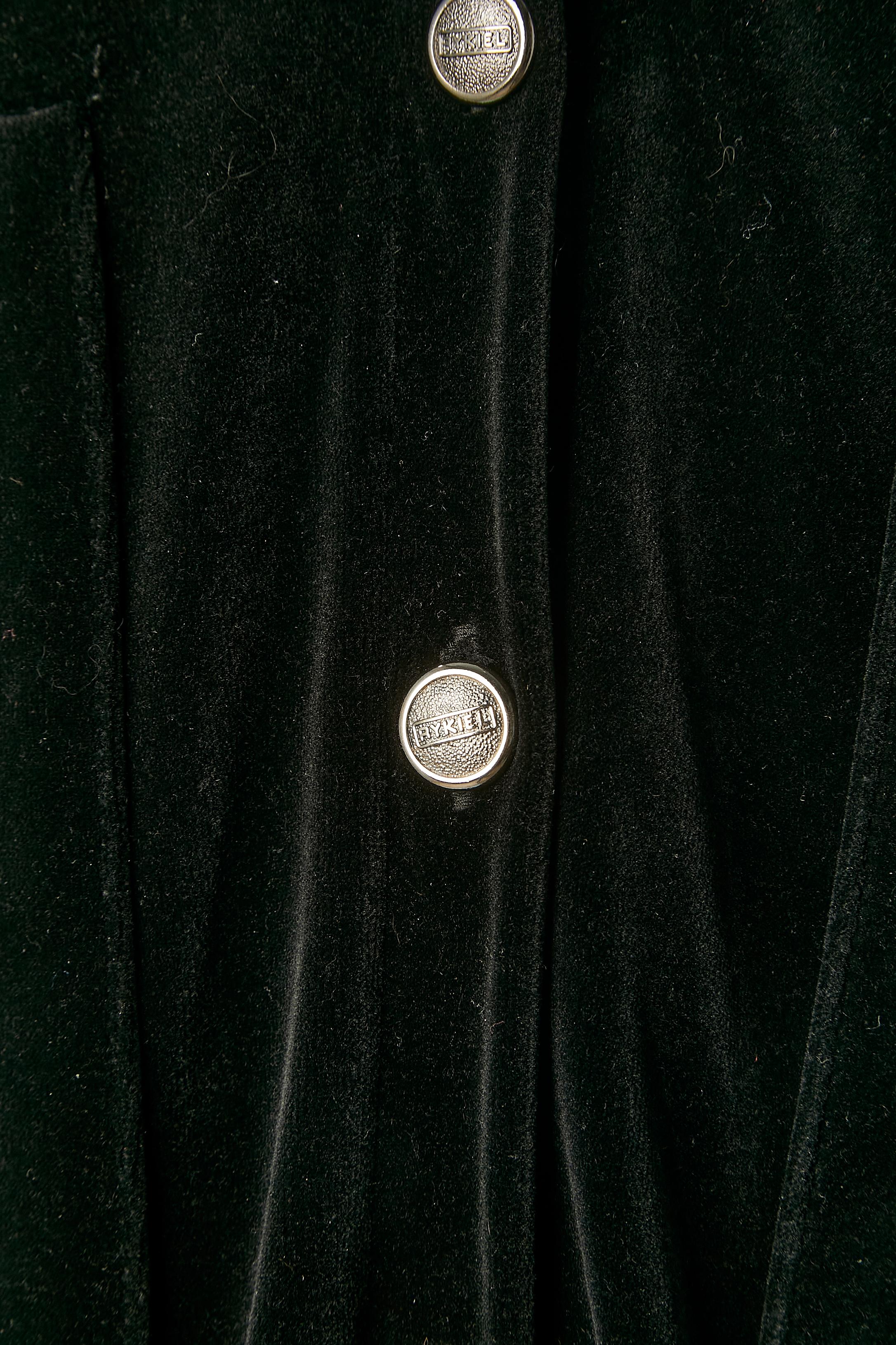 Manteau noir en velours spongieux à simple boutonnage Sonia Rykiel  Excellent état - En vente à Saint-Ouen-Sur-Seine, FR