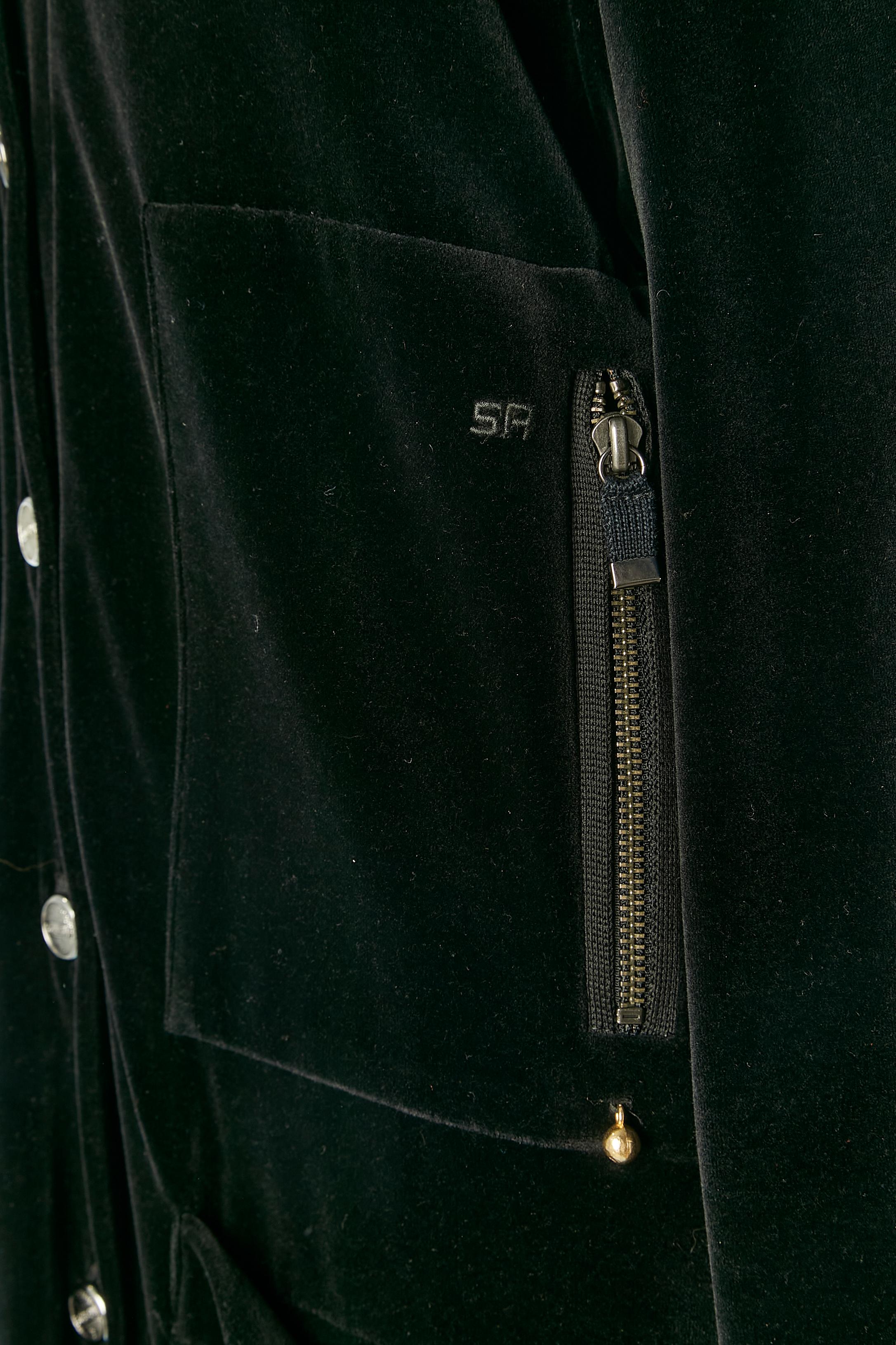 Manteau noir en velours spongieux à simple boutonnage Sonia Rykiel  Pour femmes en vente