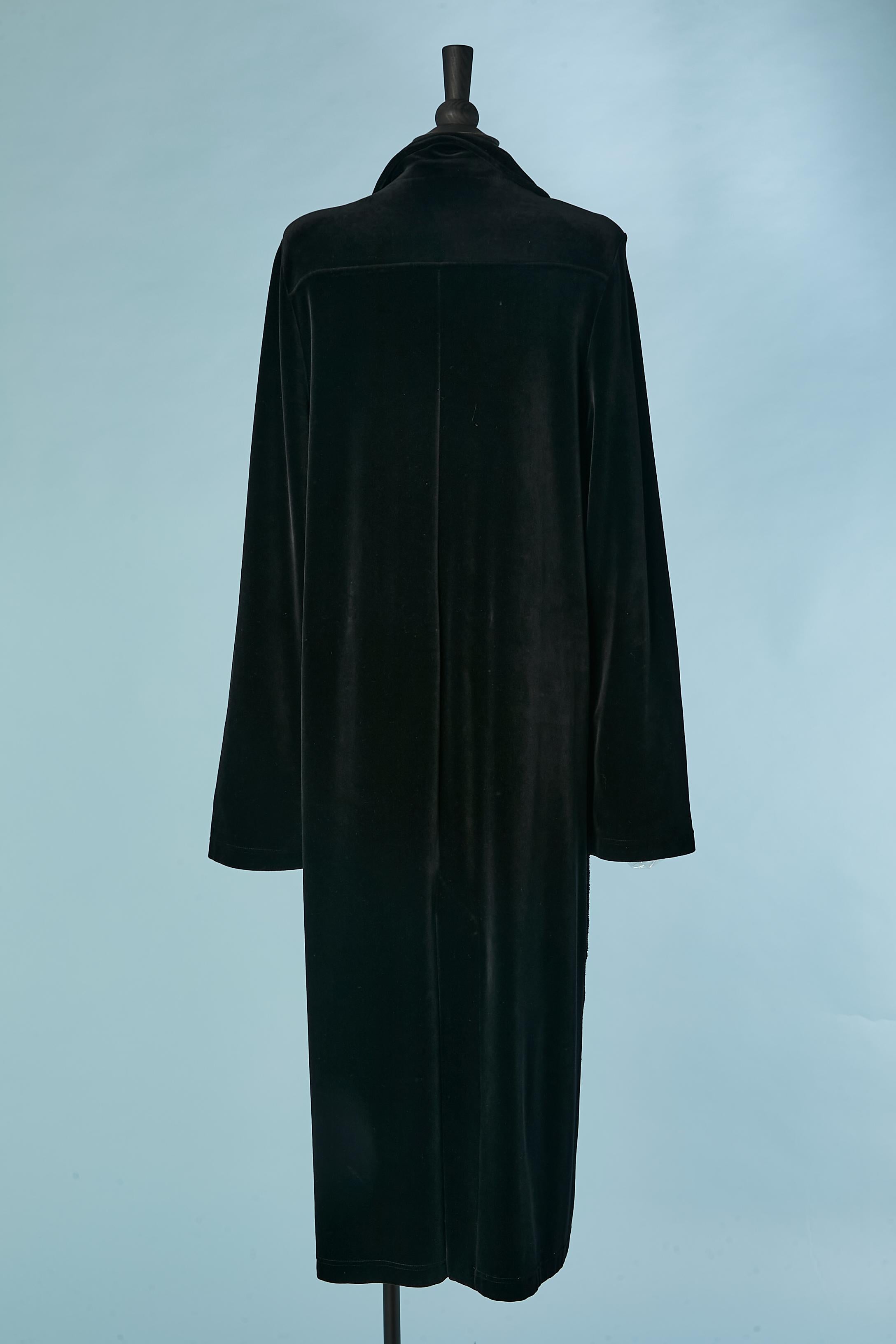 Manteau noir en velours spongieux à simple boutonnage Sonia Rykiel  en vente 2