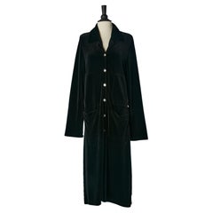 Manteau noir en velours spongieux à simple boutonnage Sonia Rykiel 