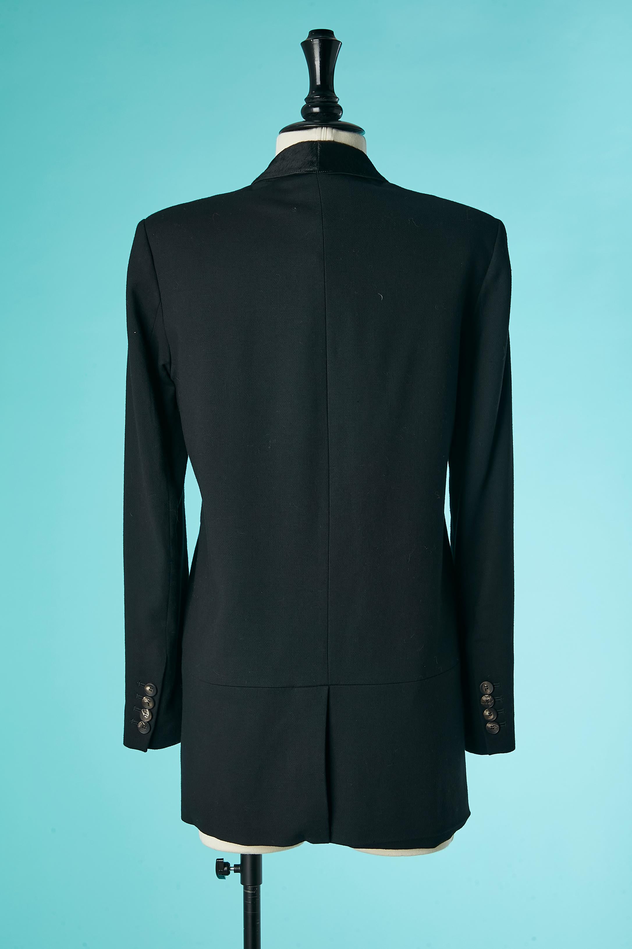Black single breasted tuxedo jacket with black fur collar Helmut Lang  2