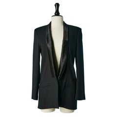 Black single breasted tuxedo jacket with black fur collar Helmut Lang 