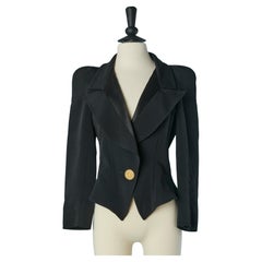 Black single breasted tuxedo jacket with gold metal button Christian Lacroix