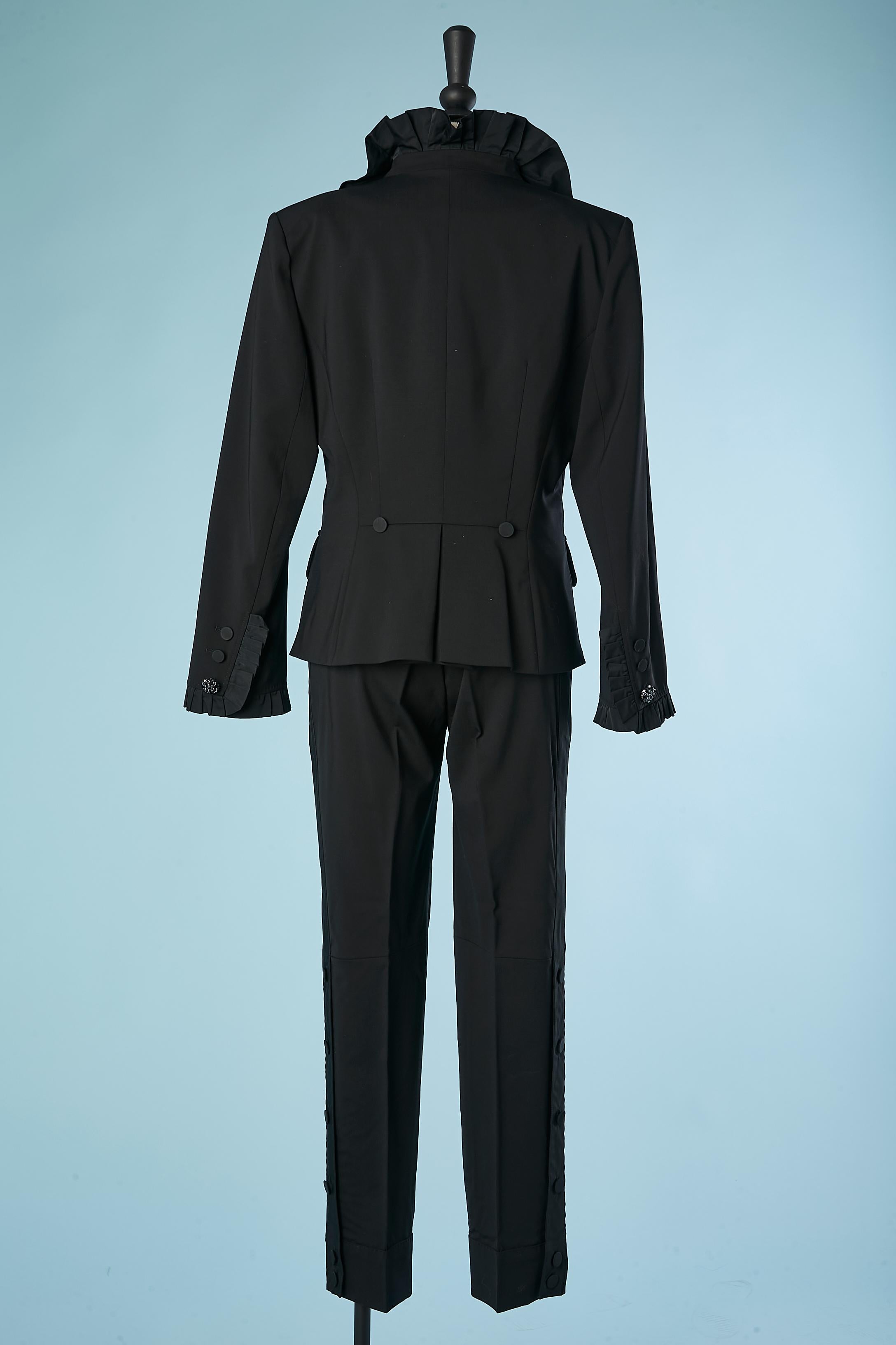 Black single-breasted tuxedo with ruffle on the cuff Louis Vuitton by Marc Jacob In Excellent Condition For Sale In Saint-Ouen-Sur-Seine, FR