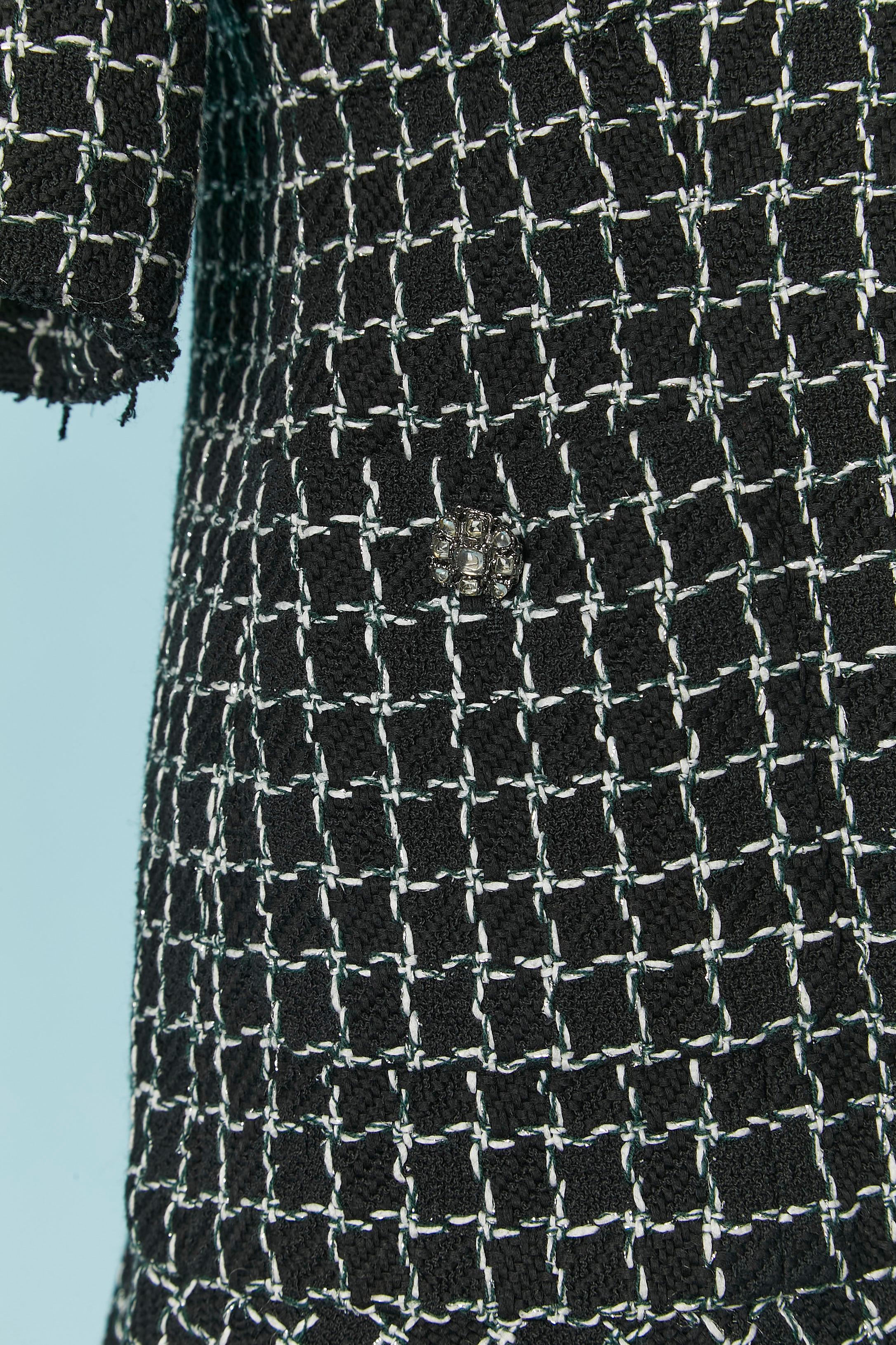 Giacca monopetto nera in tweed con motivo a quadri Chanel In condizioni ottime in vendita a Saint-Ouen-Sur-Seine, FR
