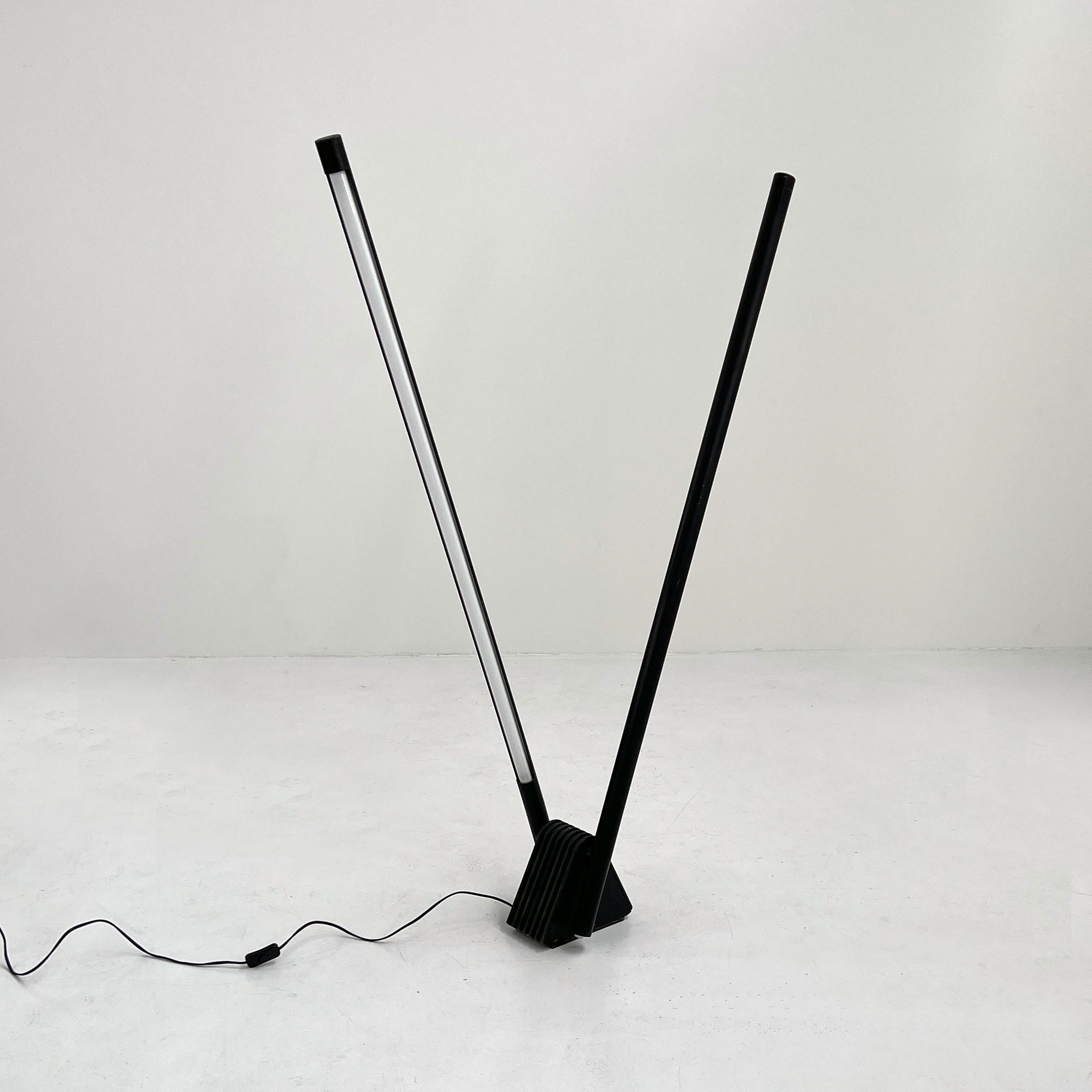 Late 20th Century Black Sistema Flu Floor Lamp by Rodolfo Bonetto for Luci Italia, 1980s