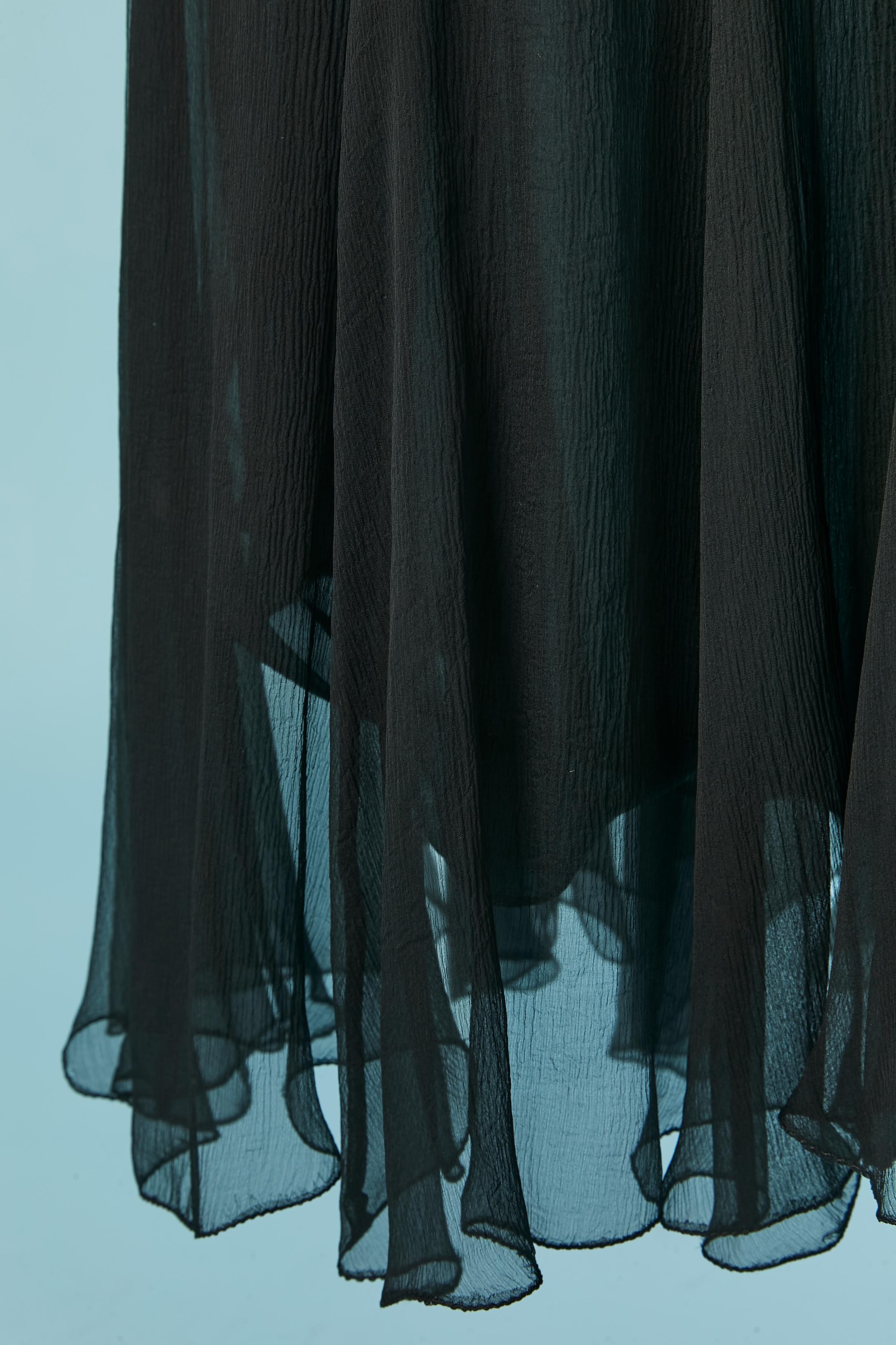 Nero Gonna nera in doppio strato di chiffon di seta Thierry Mugler in vendita