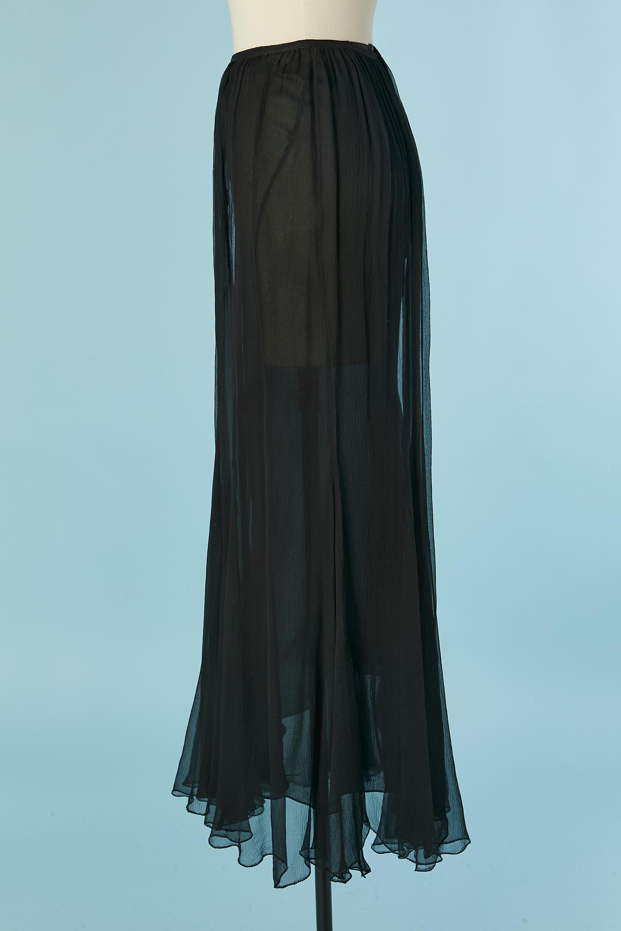 Gonna nera in doppio strato di chiffon di seta Thierry Mugler In condizioni ottime in vendita a Saint-Ouen-Sur-Seine, FR