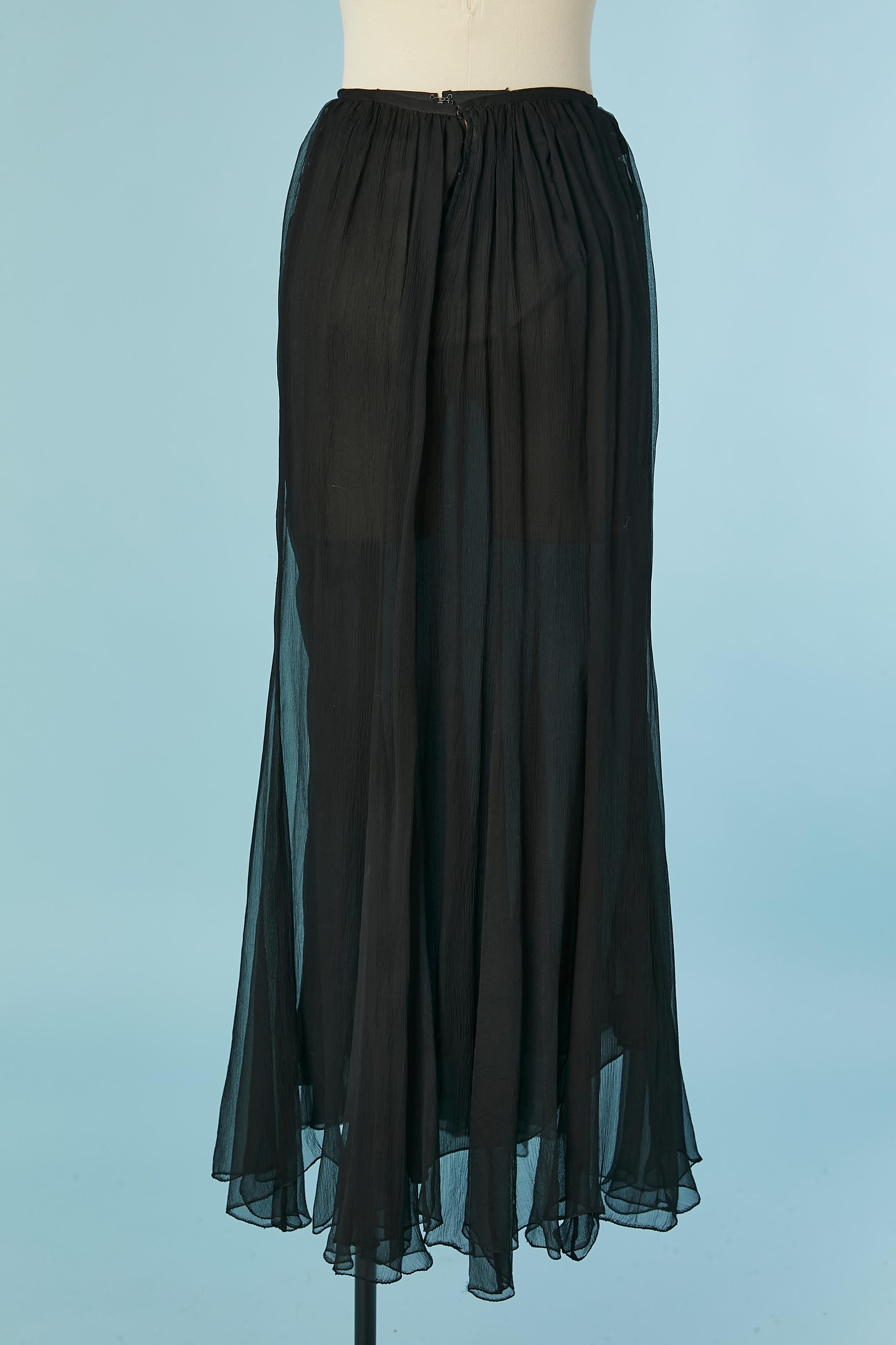Donna Gonna nera in doppio strato di chiffon di seta Thierry Mugler in vendita