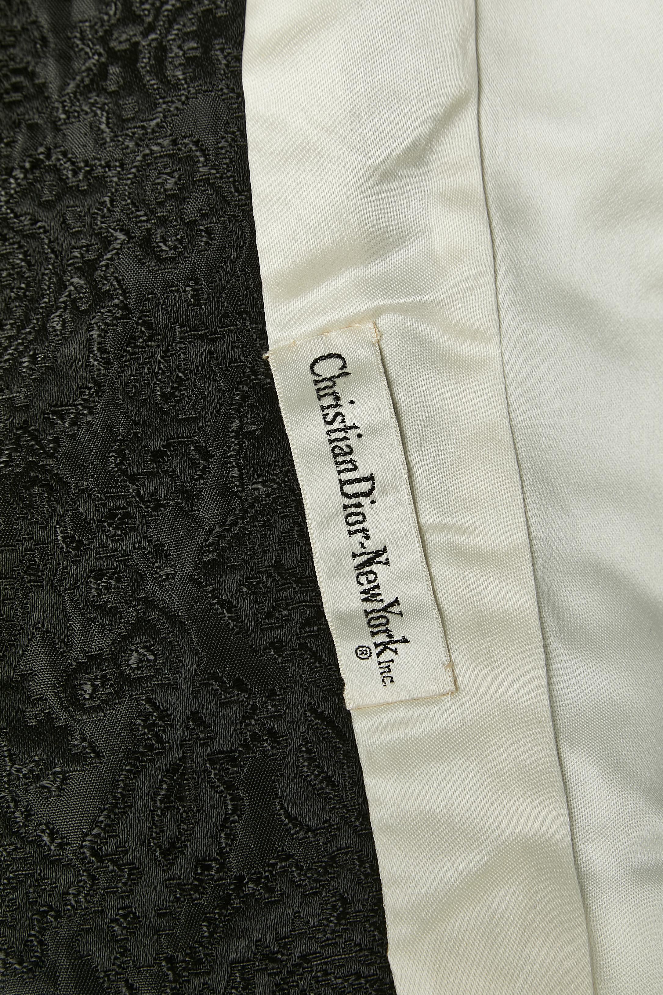Black skirt suit and white ilk satin top ensemble Christian Dior  Circa 1960's For Sale 7