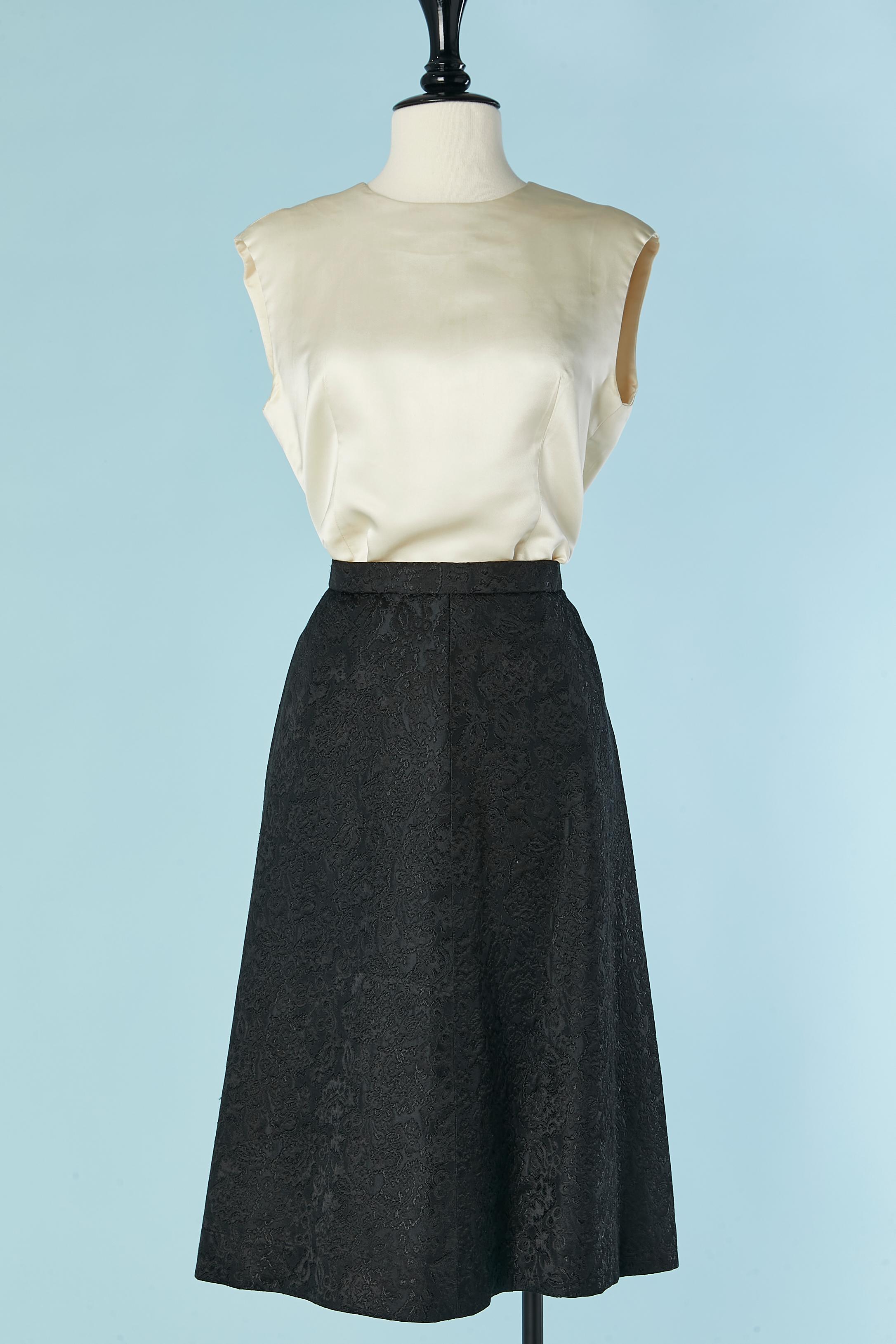 Black skirt suit and white ilk satin top ensemble Christian Dior  Circa 1960's For Sale 8