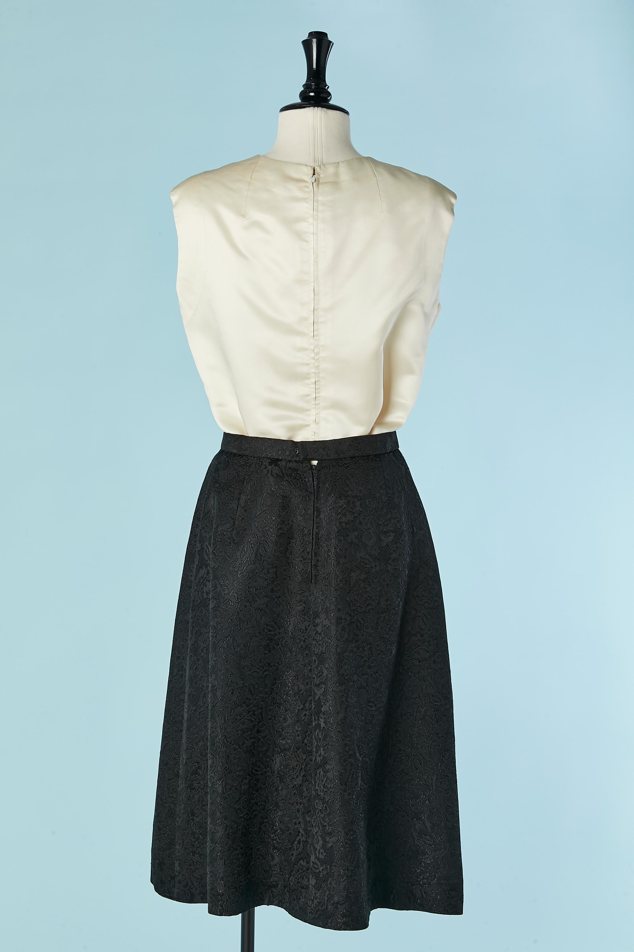 Black skirt suit and white ilk satin top ensemble Christian Dior  Circa 1960's For Sale 11