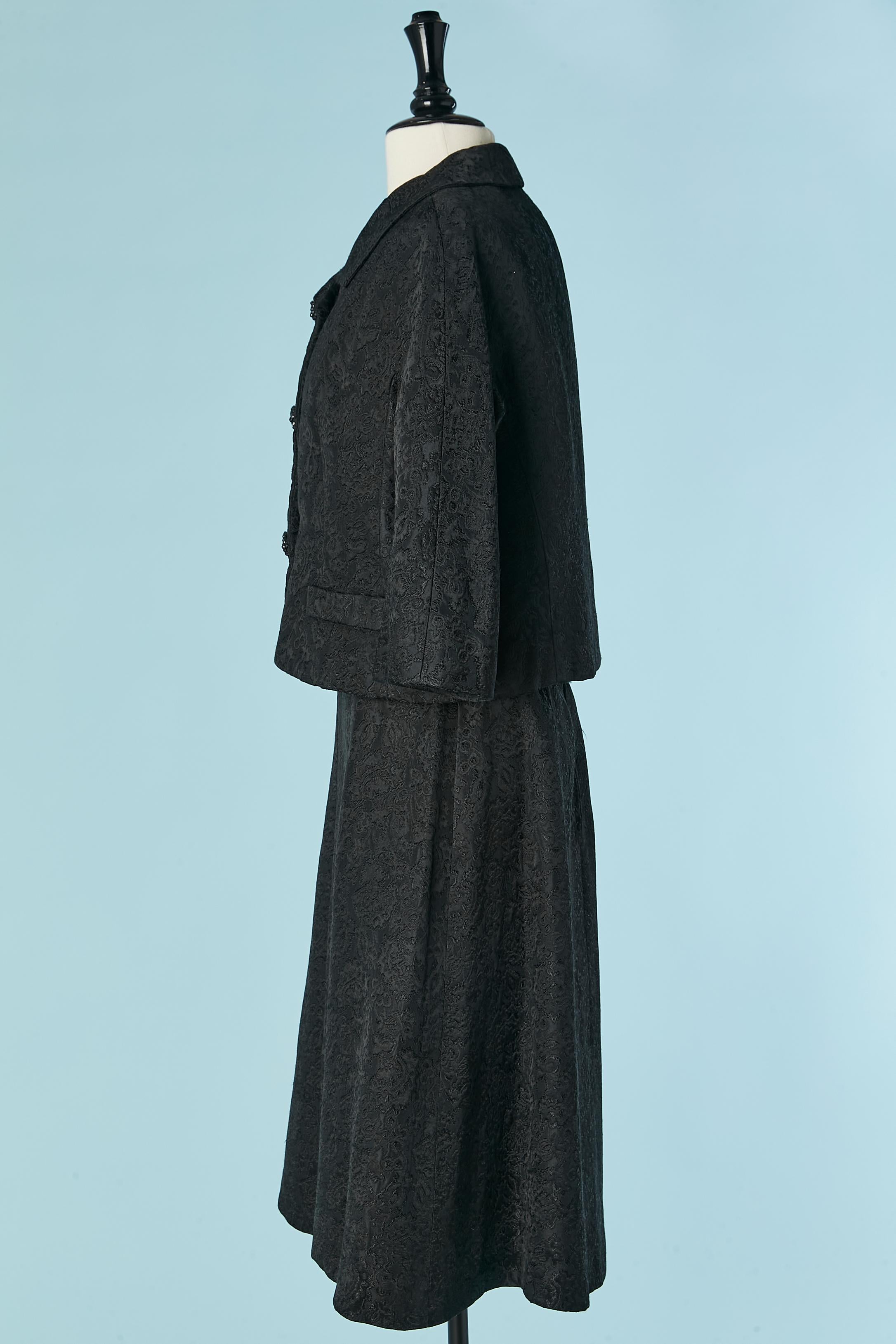 Black skirt suit and white ilk satin top ensemble Christian Dior  Circa 1960's For Sale 2