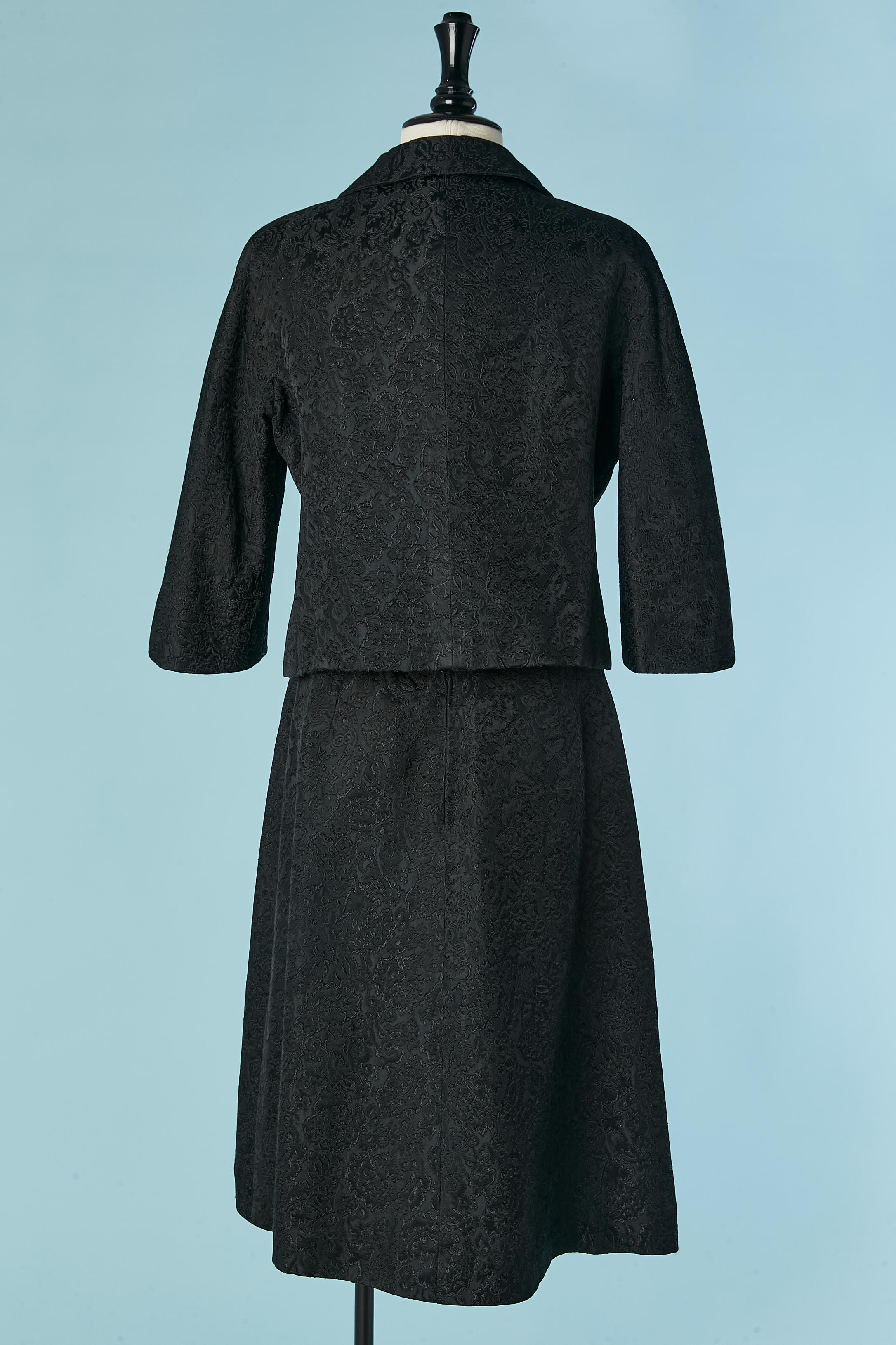 Black skirt suit and white ilk satin top ensemble Christian Dior  Circa 1960's For Sale 3