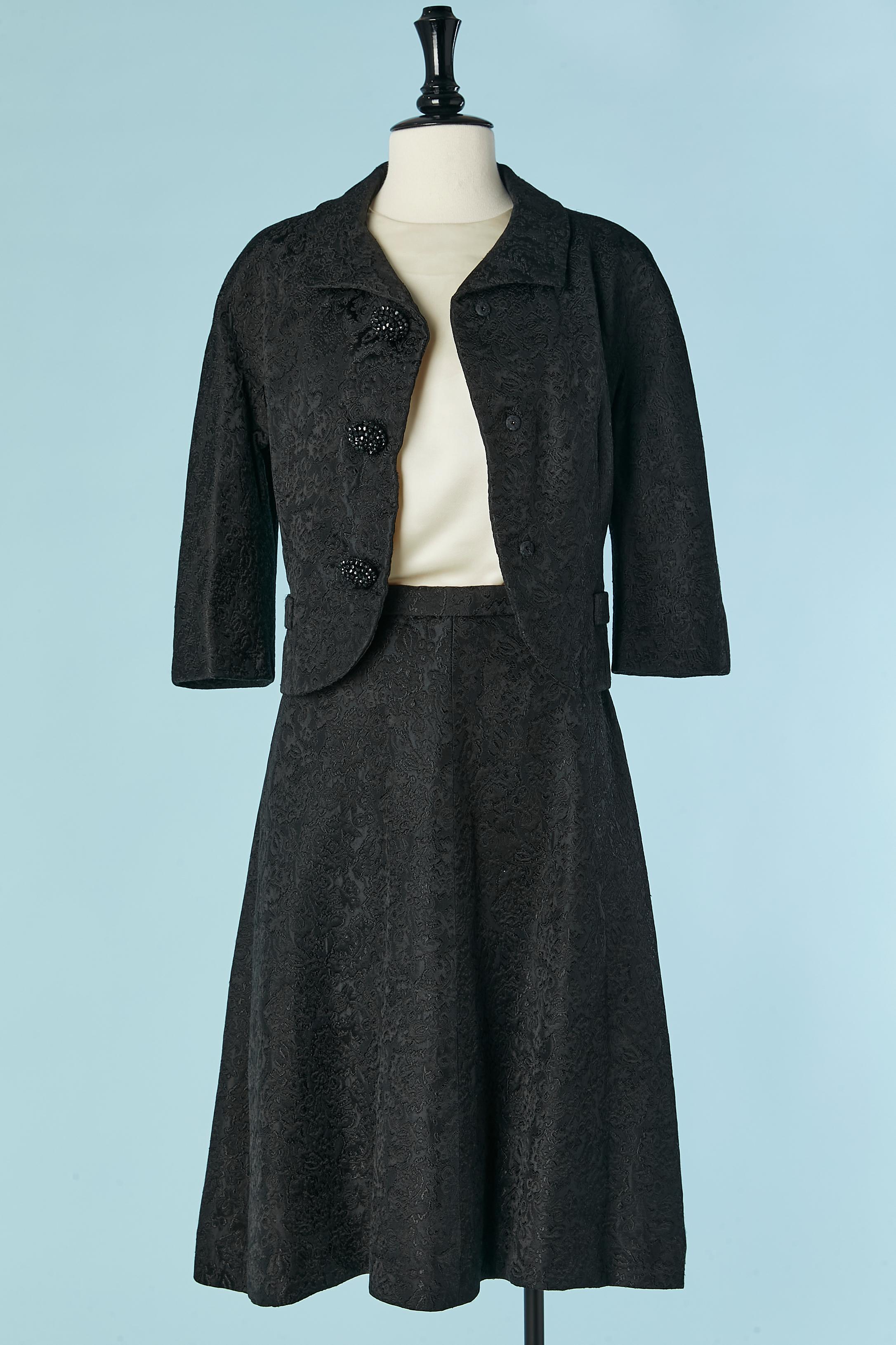 Black skirt suit and white ilk satin top ensemble Christian Dior  Circa 1960's For Sale 5