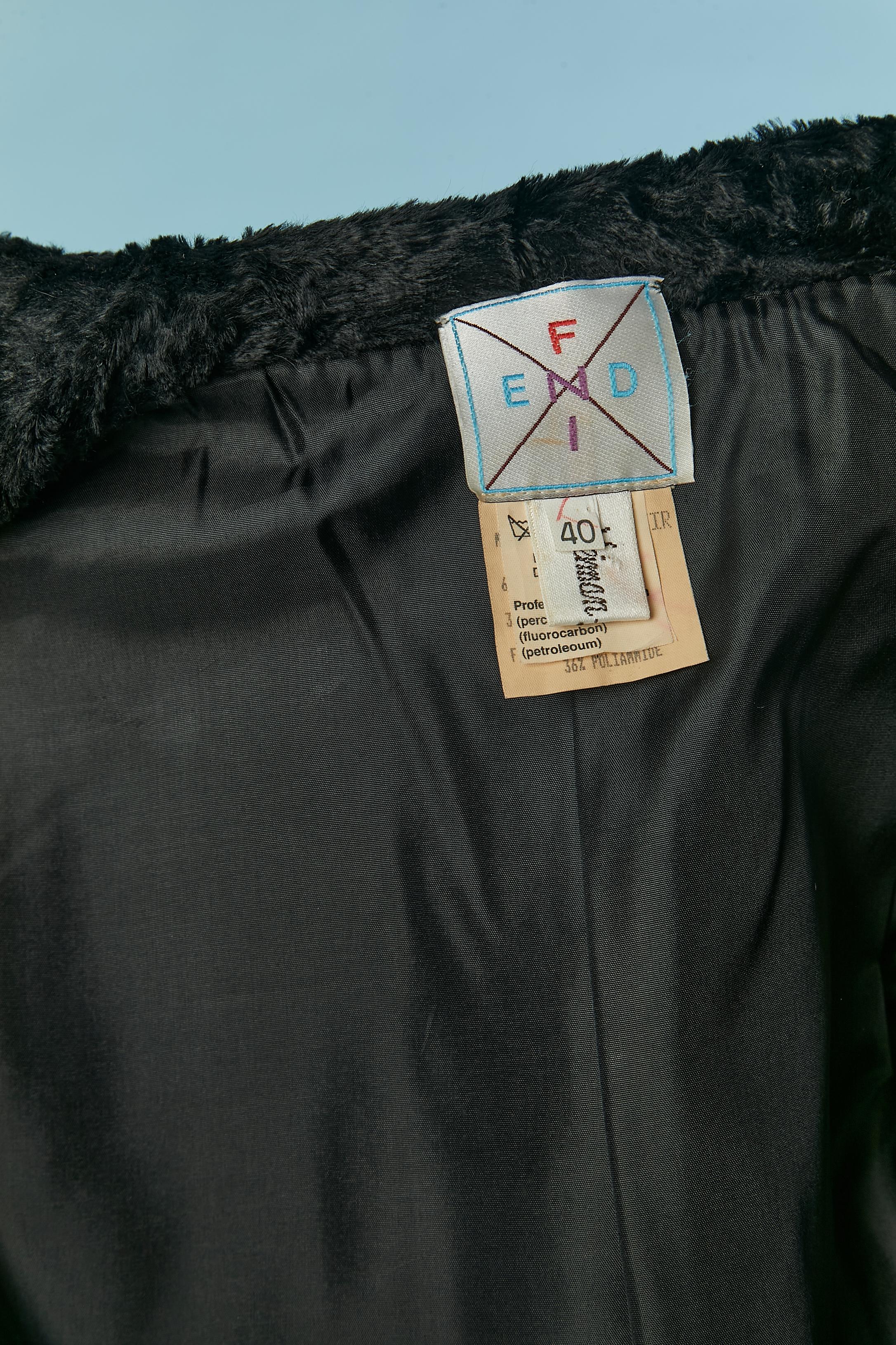 Black skirt-suit in velvet looking like faux fur FENDI For Sale 6