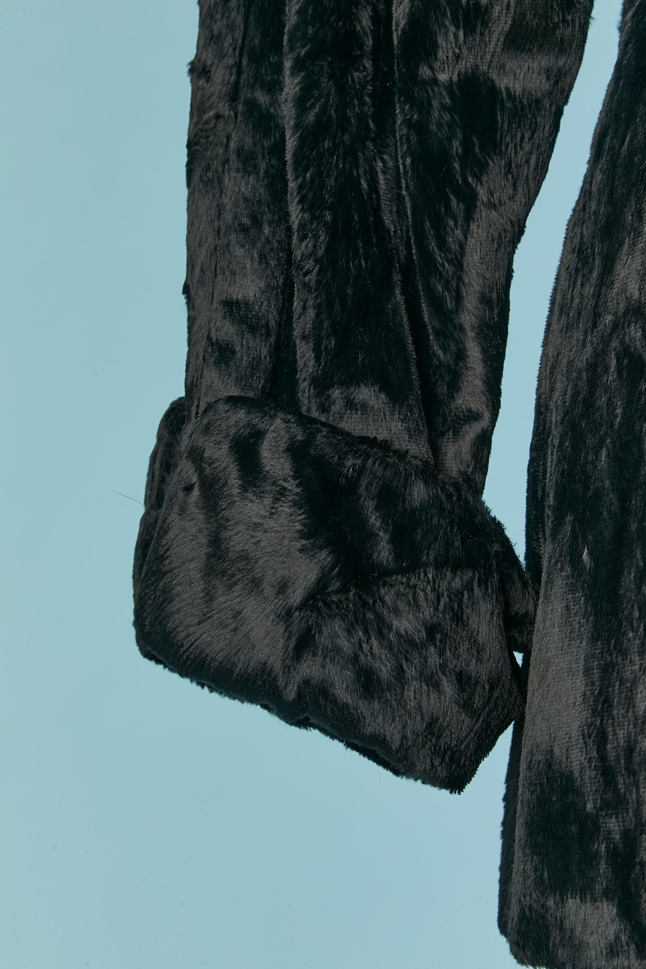 Black skirt-suit in velvet looking like faux fur FENDI For Sale 1