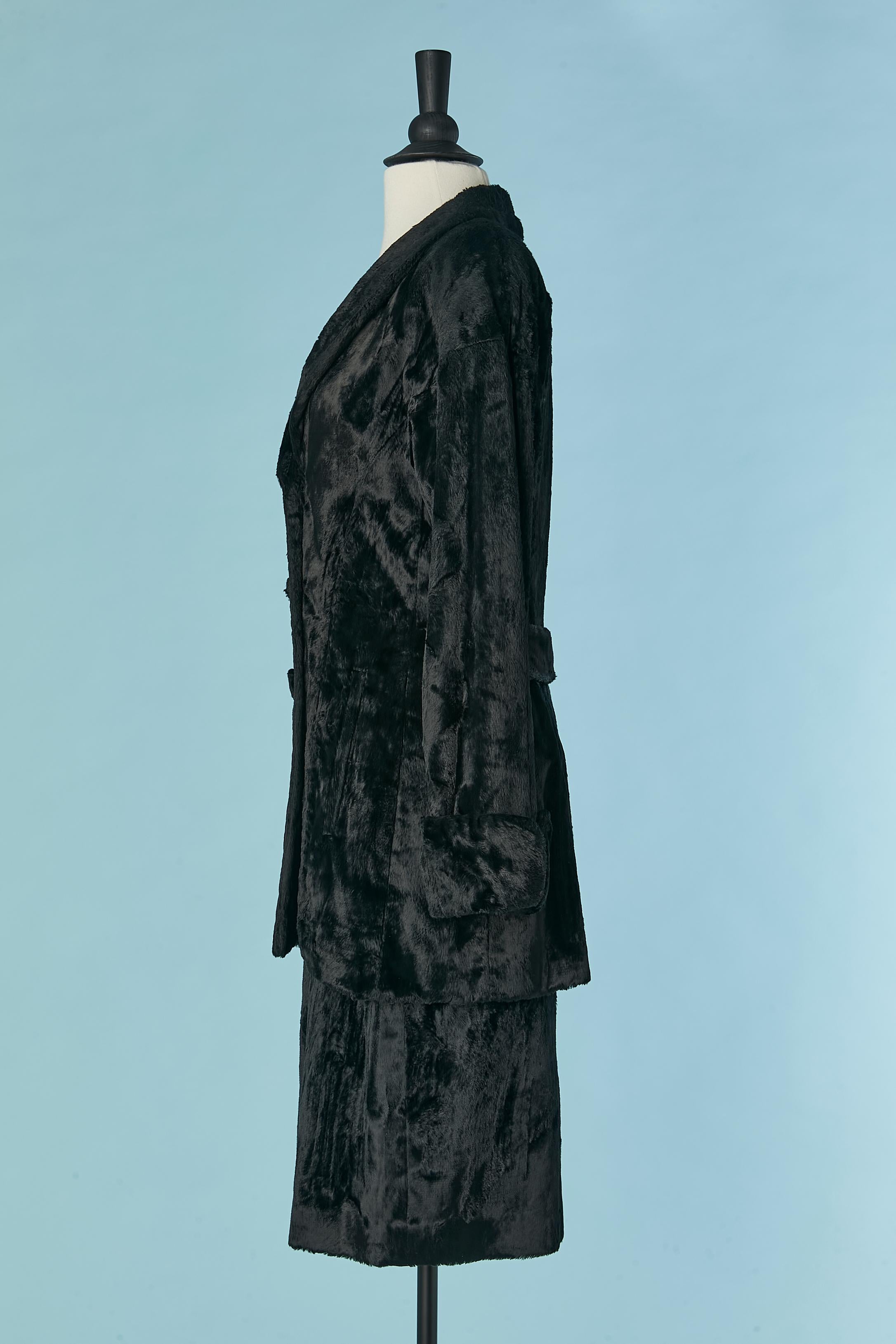 Black skirt-suit in velvet looking like faux fur FENDI For Sale 3