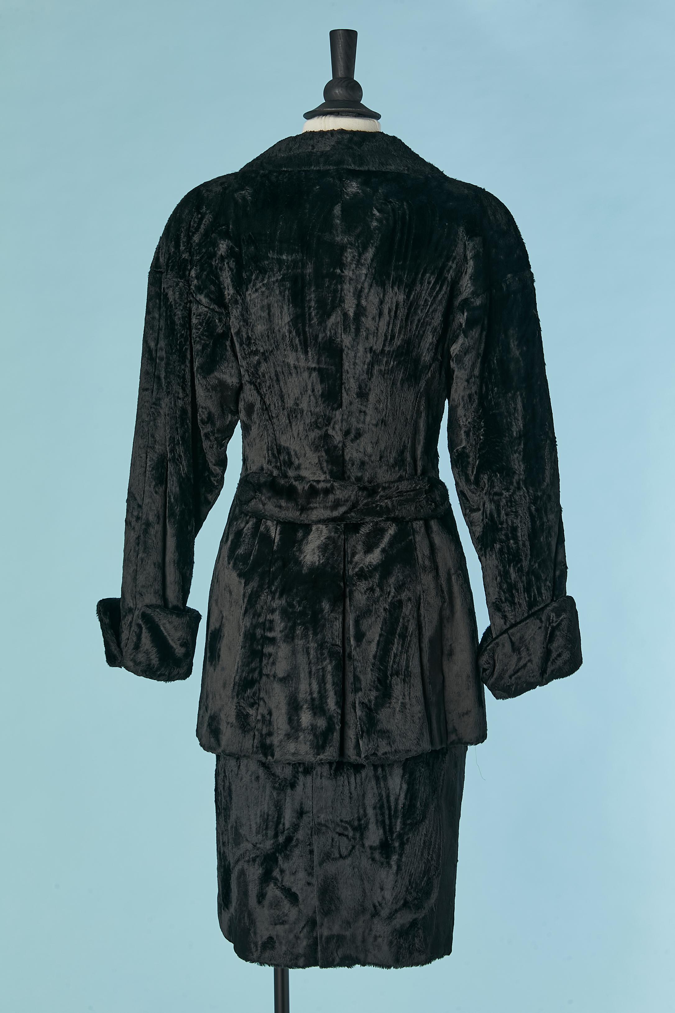 Black skirt-suit in velvet looking like faux fur FENDI For Sale 4